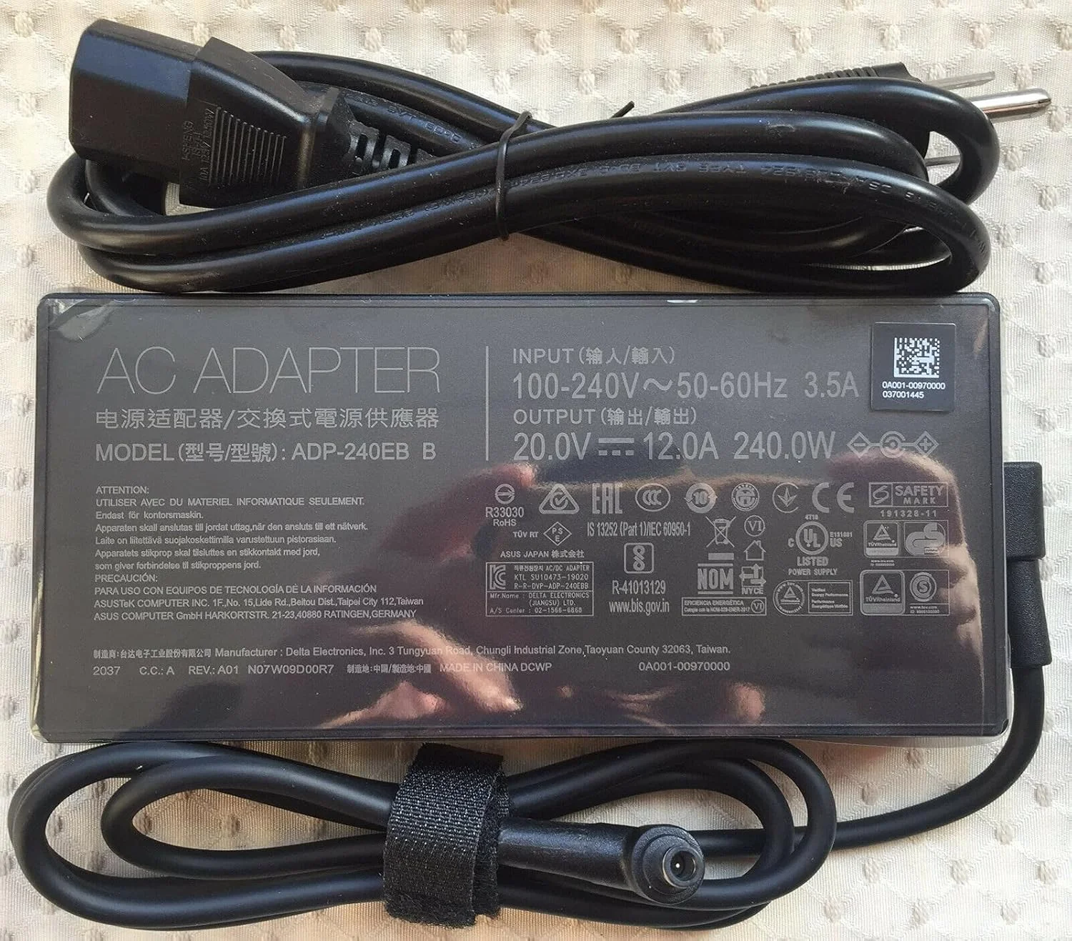 آداپتور شارژر 240 واتی 20 ولت 12 آمپر سازگار با Asus ROG Strix G15 G513 G513IM-HQ088R G513IM-HQ089R G513IM-HQ090R ADP-240EB B منبع تغذیه لپ تاپ
