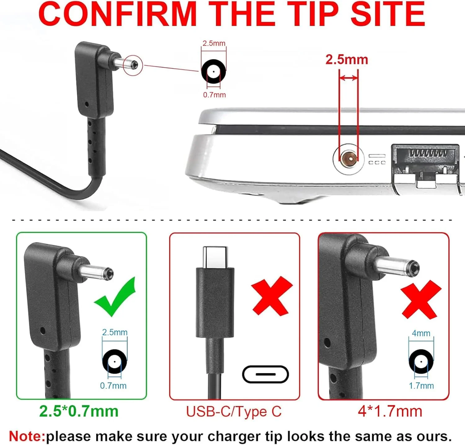 آداپتور شارژر 40 واتی سریعتر 12 ولت 2.1 آمپر برای ASUS Eee PC 1005HA، استفاده آسان، کانکتور: 2.5 * 0.7 میلی متر (سازگار با Type C نیست)