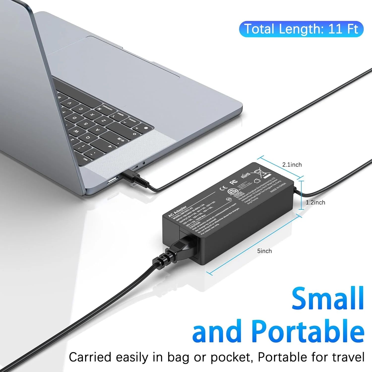 شارژر لپ تاپ 100 واتی USB Type C سازگار با لنوو، ایسر، دل، اچ پی، ایسوس، مک بوک و سایر دستگاه ها، آداپتور برق USB C