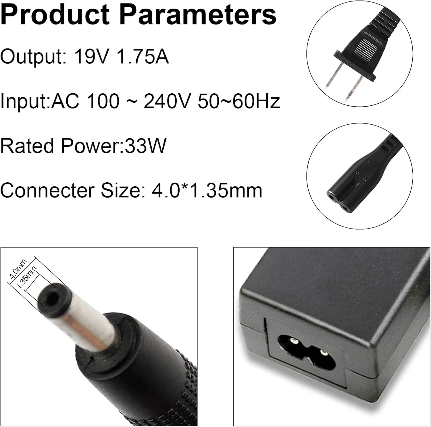 آداپتور شارژر 33 واتی AC Doctor INC، کابل منبع تغذیه 19 ولت 1.75 آمپر برای Asus C200 C200MA C300 C300MA 33W ADP-33AW، VivoBook S200 X200 X200CA X200MA X201E X202 X202E K200MA F200CA F200MA
