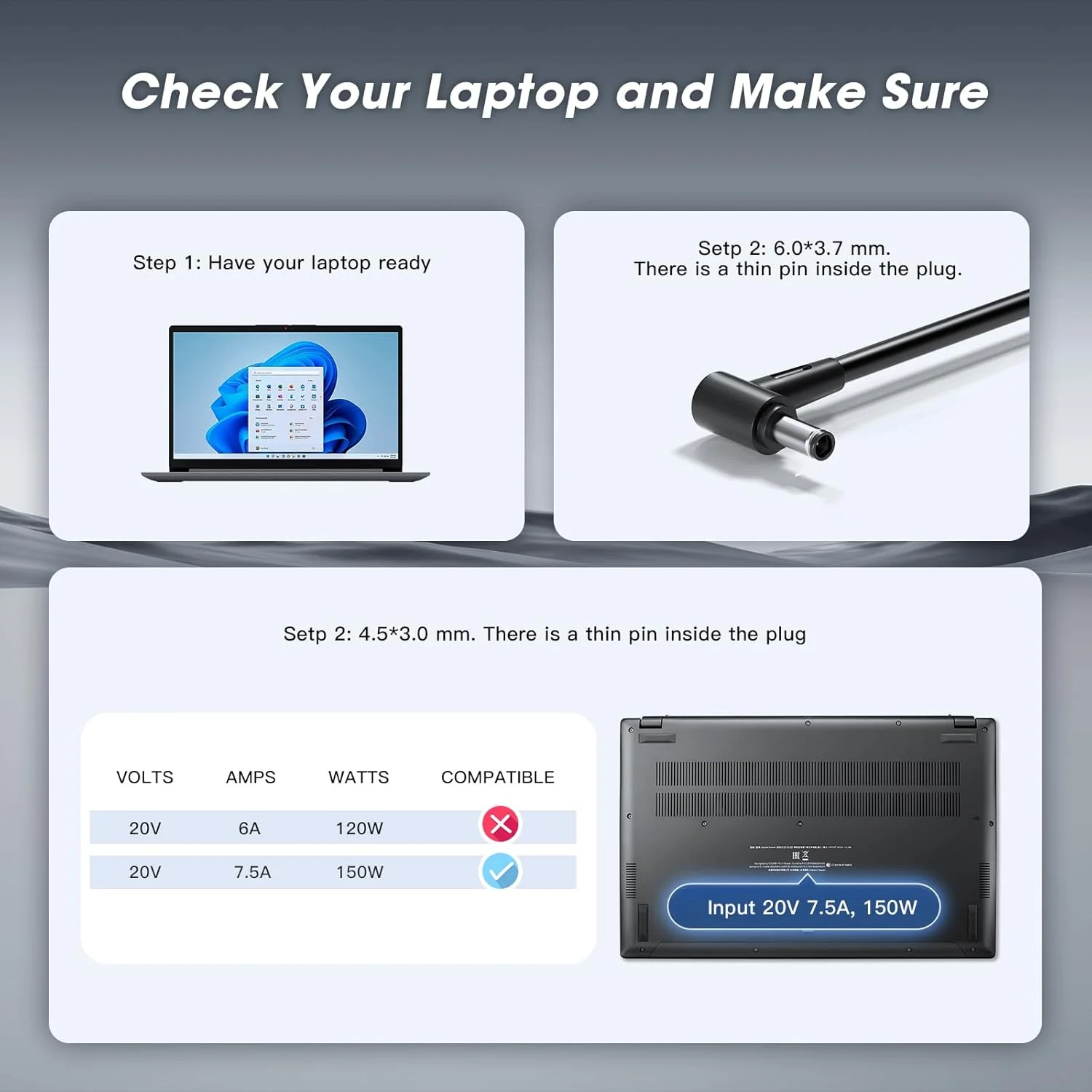 شارژر 150 واتی مناسب برای لپ تاپ گیمینگ ایسوس Tuf A15 A17 F15 F17، آداپتور AC 20 ولت 7.5 آمپر، منبع تغذیه A18-150P1A ADP-150CH B، نوک 6.0×3.7 میلی متر