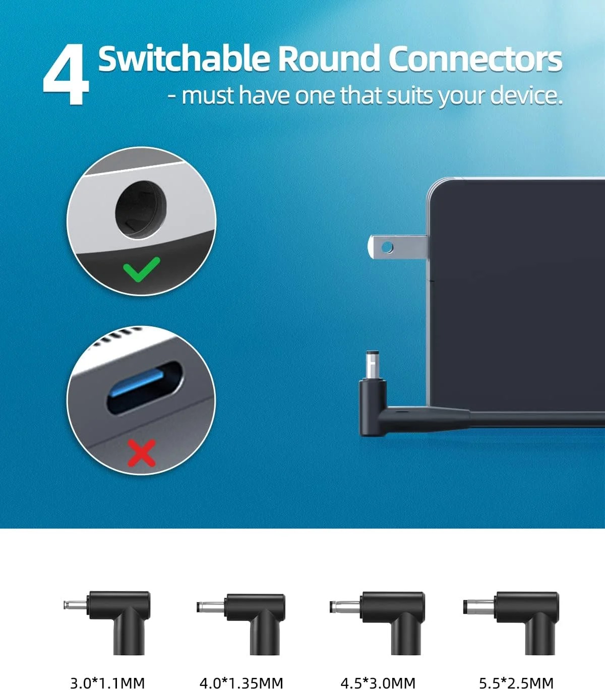 شارژر 33 واتی سازگار با Asus Chromebook Flip C100PA C100P C100 C201 C201P C201PA Eeebook X205 X205T X205TA Vivobook E200H E200HA AD890526 ADP-33AW نوع کانکتور: نوک مربعی کوچک