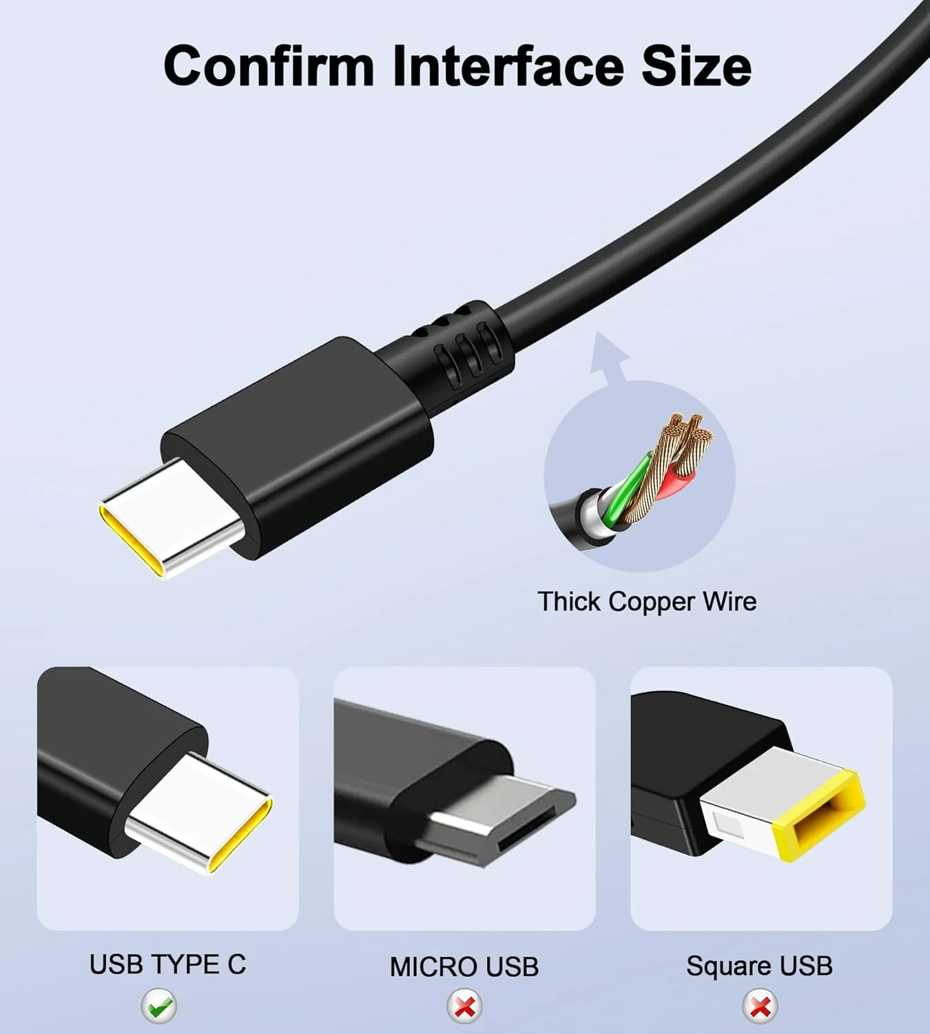 شارژر USB C با توان 65 وات 45 وات سازگار با لپ تاپ های لنوو ThinkPad، مک بوک پرو، ایسوس Zenbook، ایسر Chromebook، هوآوی Matebook، اچ پی Spectre و دل Latitude به همراه کابل برق