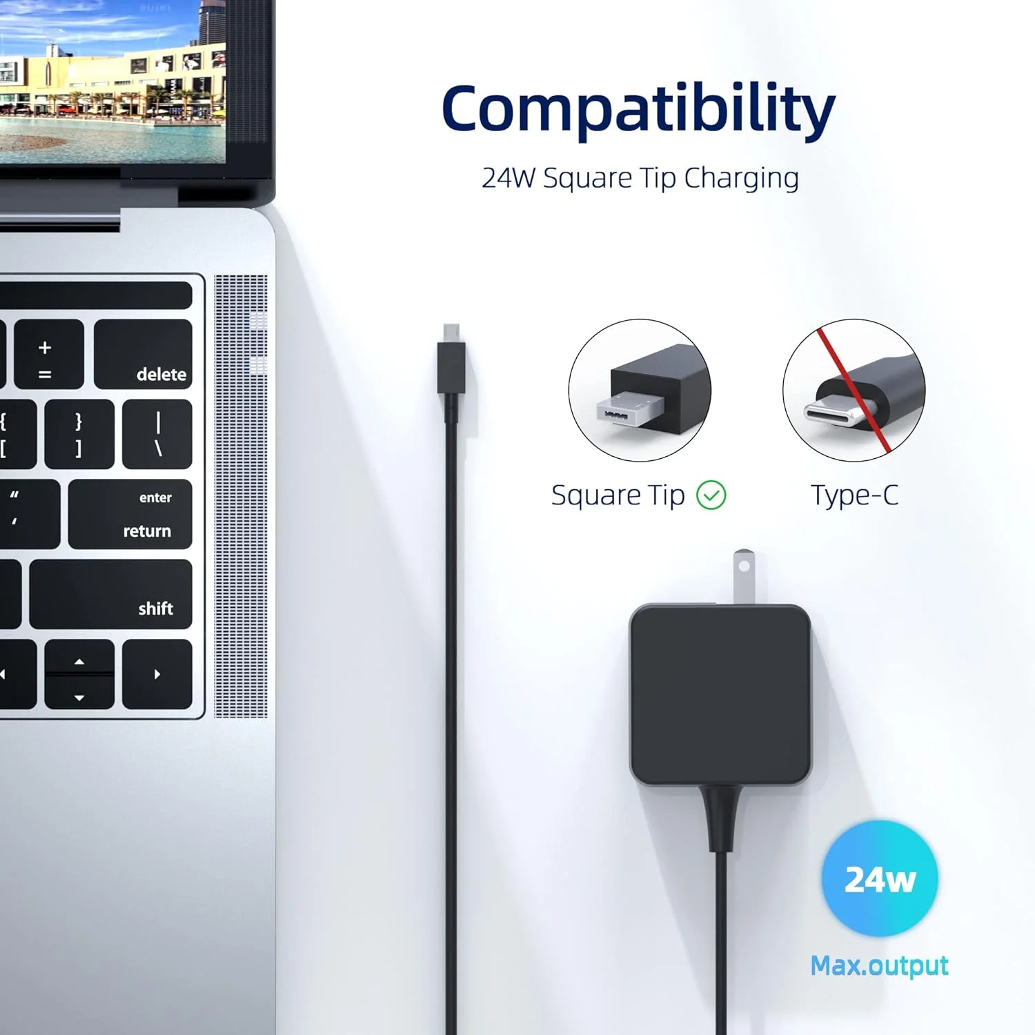 شارژر سازگار با لپ تاپ های ایسوس Chromebook Flip C100P C100 C100PA C201P C201PA C201 C100PA-DB01 C100PA-DB02 C100PA-DS03 C100PA-RBRKT03 (دارای گواهی ایمنی UL) با کانکتور USB 6 پین مخصوص