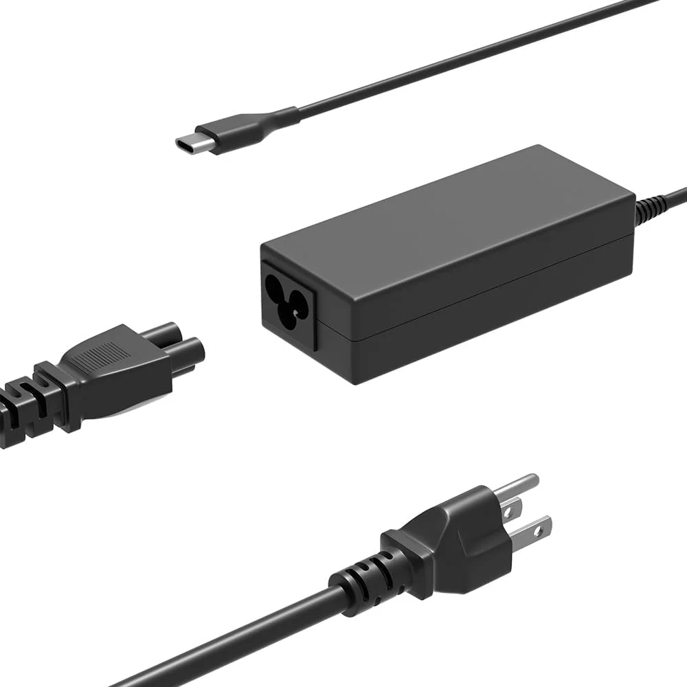 شارژر 45 واتی کروم‌بوک USB Type C سازگار با لپ‌تاپ‌های HP Dell Lenovo Asus Acer Google Samsung Sony Chromebook، آداپتور و سیم برق USB Type C