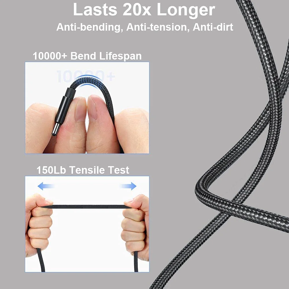 کابل تبدیل USB C به آداپتور شارژ لپ تاپ با سر نری به DC 5.5x2.5mm با زاویه 90 درجه، 100 وات، طول 2 متر، کابل تبدیل بافته شده برای شارژر PD، بسته باتری Toshiba Asus K55A K55N K501UX K53E G360 G450 G455