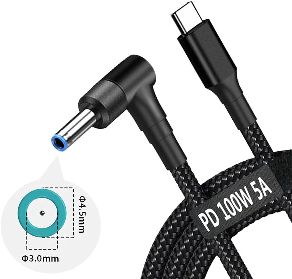 USB C to 4.5mm Laptop Charging Cable Adapter Male Type C to Right Angle DC 4.5 x 3.0mm Converter 6.5ft 100W PD Power Charger Supply Extension Cord for Stream 11 13 14 15 Pavilion Spectre Chromebook HP USB C to 4.5mm Laptop Charging Cable Adapter Male Type C to Right Angle DC 4.5 x 3.0mm Converter 6.5ft 100W PD Power Charger Supply Extension Cord for Stream 11 13 14 15 Pavilion Spectre Chromebook HP