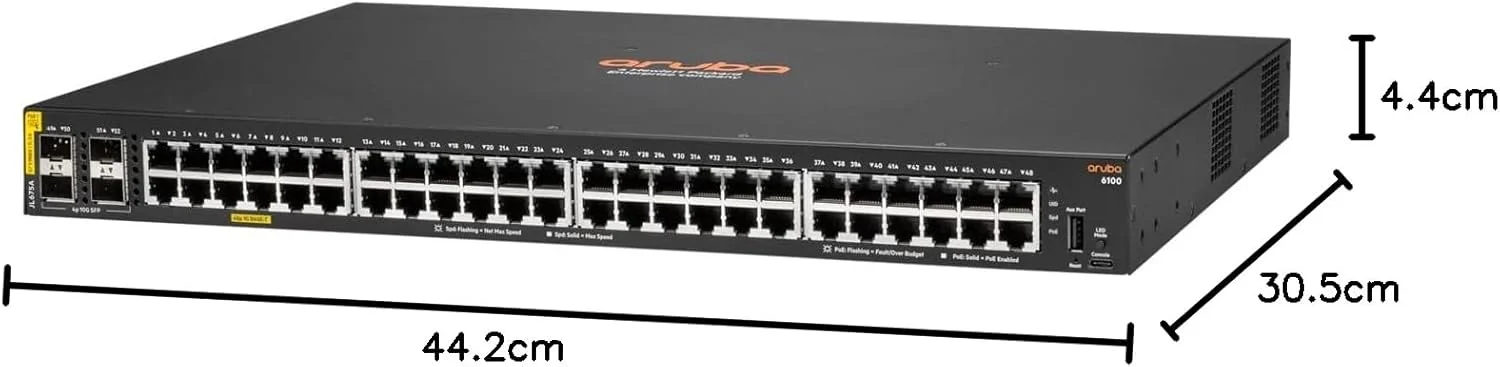 سوئیچ HPE Aruba 6100 48G Class4 PoE 4SFP+ 370W اروپا