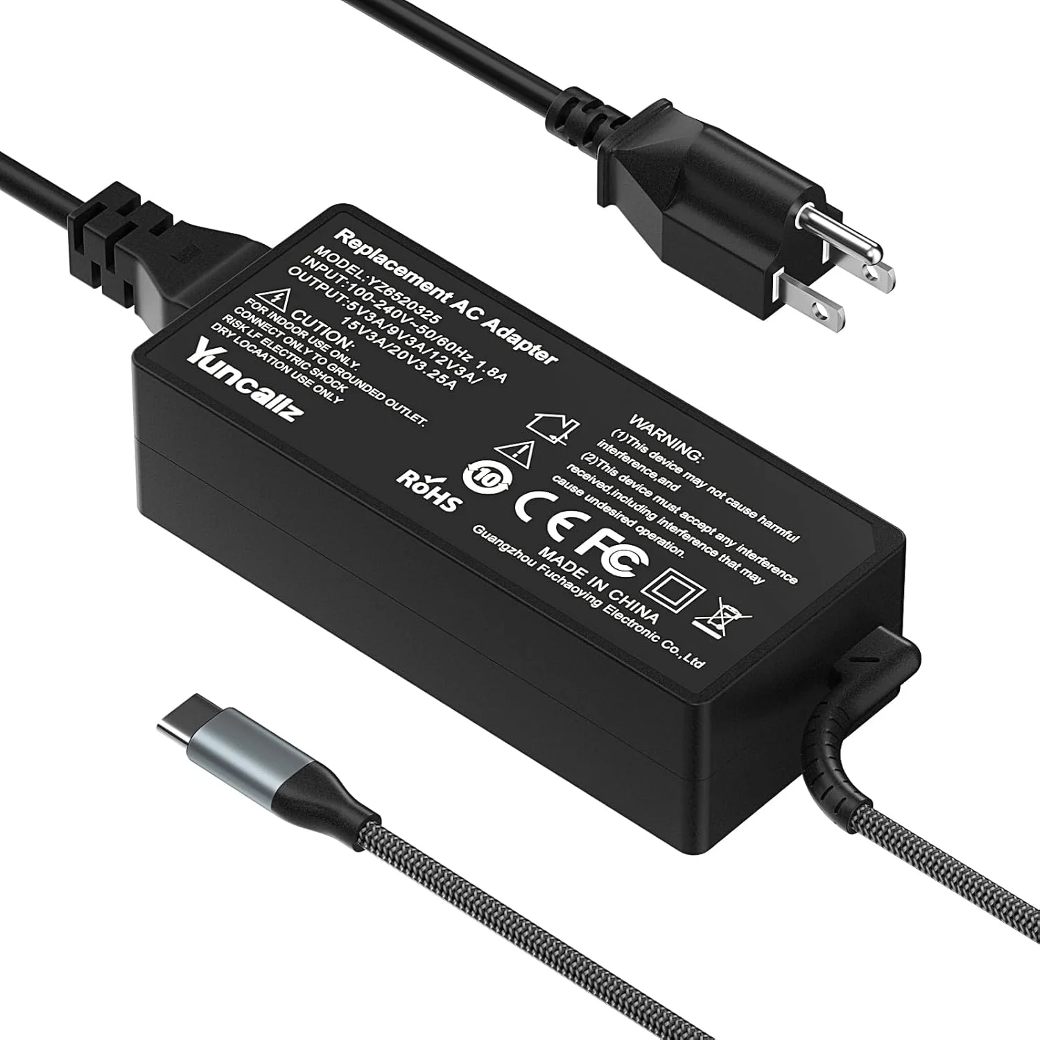 شارژر لپ تاپ 65 واتی USB C، شارژ سریع جهانی کامپیوتر با سیم نوع C سازگار با لپ تاپ های لنوو، دل، اچ پی، ایسوس، ایسر، سامسونگ کروم بوک، مک بوک، برای استفاده در خانه و محل کار