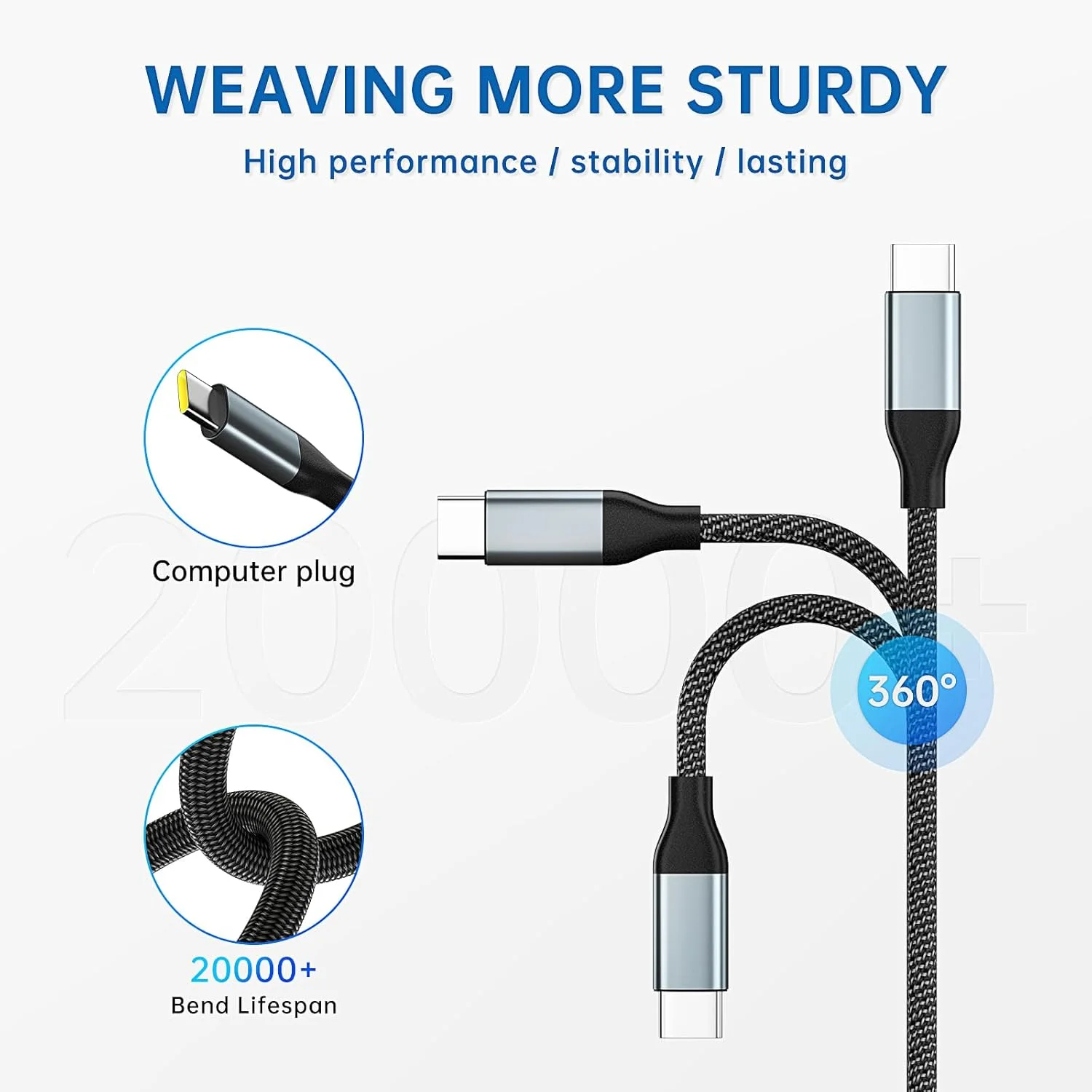 شارژر لپ تاپ 65 واتی USB C، شارژ سریع جهانی کامپیوتر با سیم نوع C سازگار با لپ تاپ های لنوو، دل، اچ پی، ایسوس، ایسر، سامسونگ کروم بوک، مک بوک، برای استفاده در خانه و محل کار