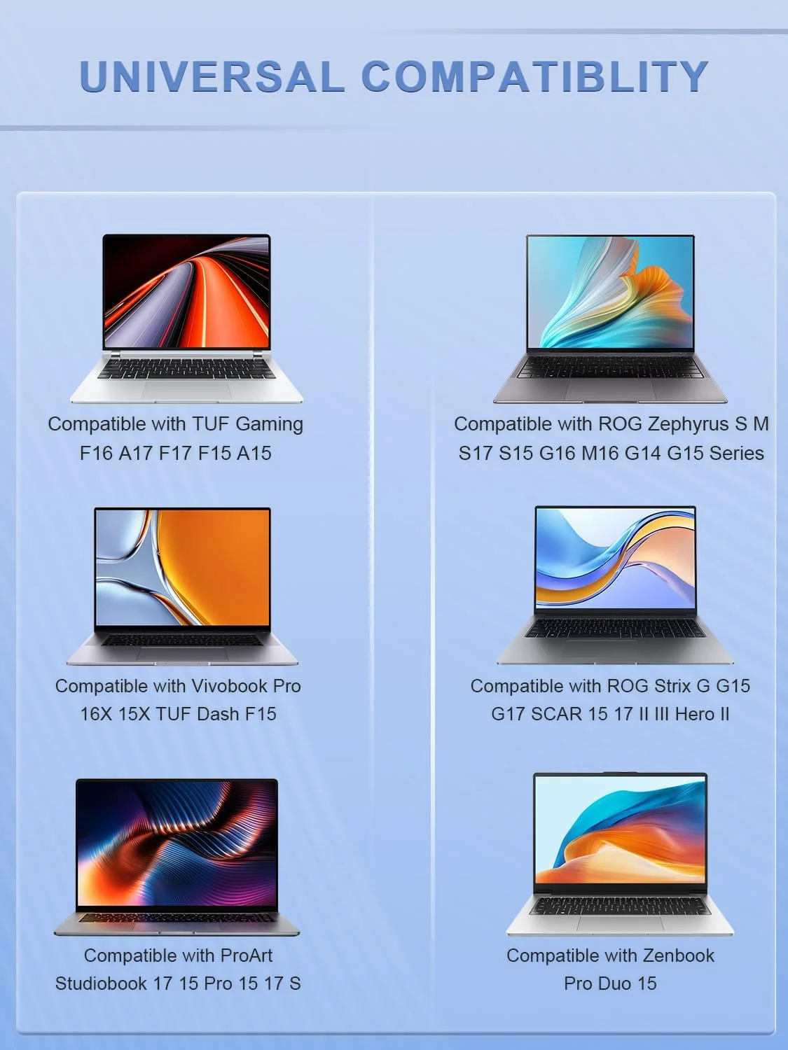 240W Charger Compatible with ASUS ROG Strix G15 G17 G16 Scar 15 17 Zephyrus S17 G14 G16 M16 S15 Duo 15 TUF F15 F16 F17 A15 A17 Flow X16 Vivobook 16X 15X ProArt 16 Laptop