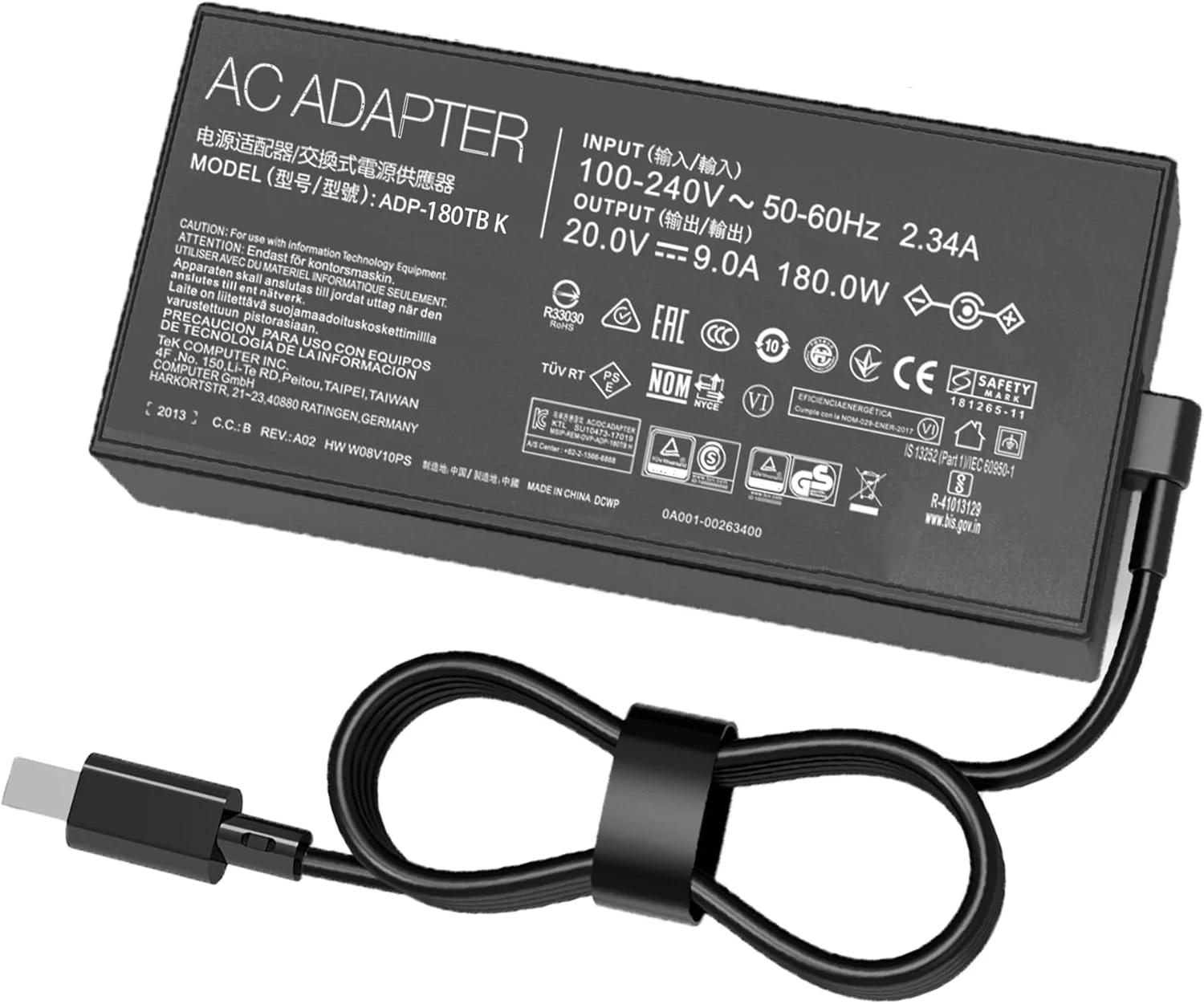 شارژر 180 واتی AC برای لپ تاپ های ایسوس ROG Zephyrus G14 (مدل های 2024 و 2025) GA403 GA403U GA403UI GA403UV GA403UU GA403UI-XS96 GA403UI-G14.R94070 GA403UV-G14.R94060 ADP-180TB K