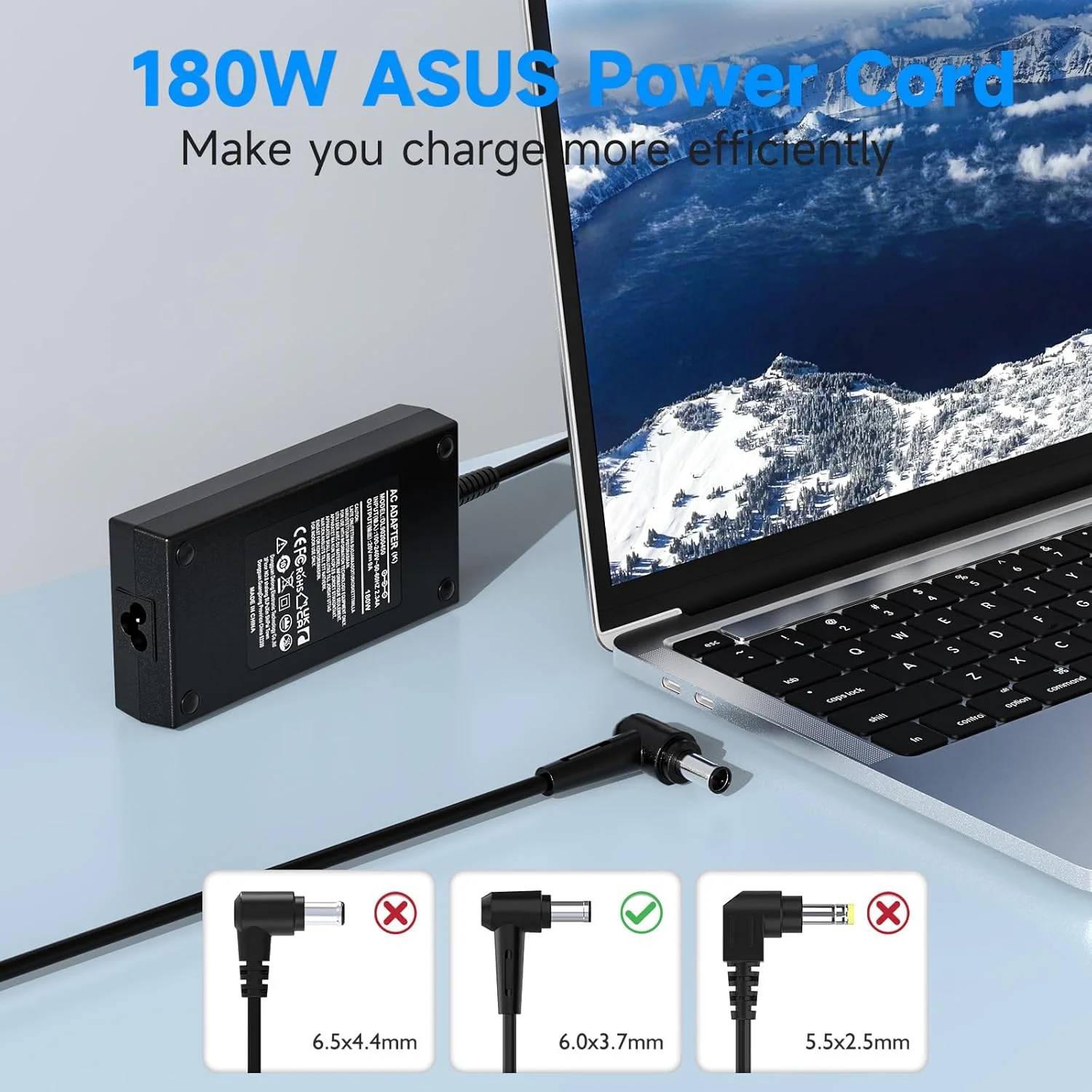 شارژر لپ تاپ 180 وات 20 ولت 9 آمپر مناسب برای ASUS ROG Zephyrus G14 GA401, G15 GA502; ASUS TUF Gaming F15 FX505D, A15 FA506IU, A17 FX705D آداپتور برق (6.0 x 3.7mm)