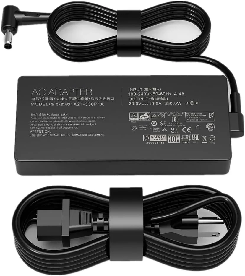 شارژر 330W 16.5A 20V AC برای لپ تاپ های گیمینگ ایسوس Rog Zephyrus Duo 16، M16، Strix Scar 16، 17، 17SE، G16، G18، A21-330P1A، A22-330P1A