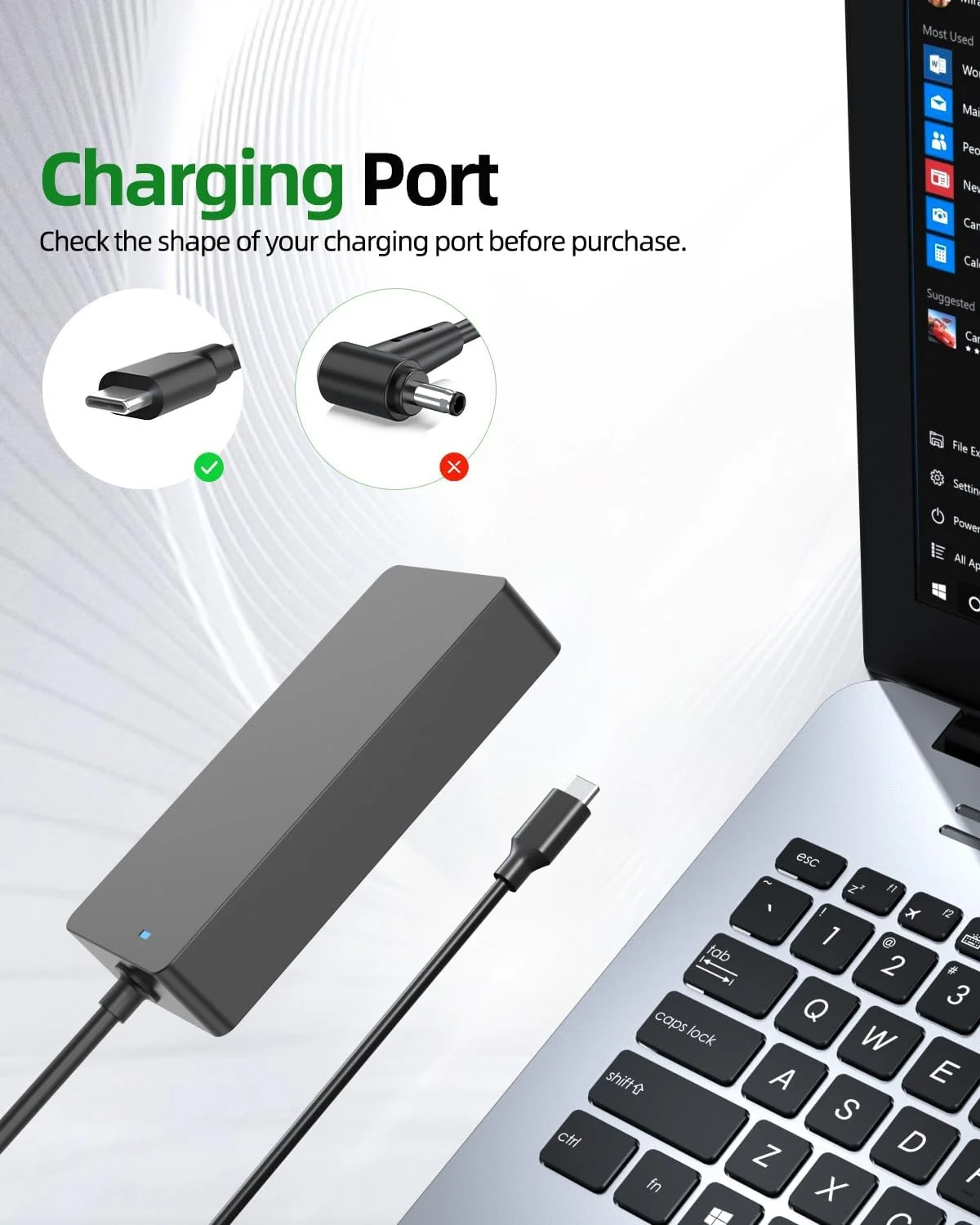 شارژر 100 واتی USB C مناسب برای لپ‌تاپ‌های Asus Vivobook S 15 14 16X M5406UA S5406MA M5506UA S5506 M5606UA S5606MA S3502QA S3502RA K3402ZA M3502QA M5602RA M5402RA OLED