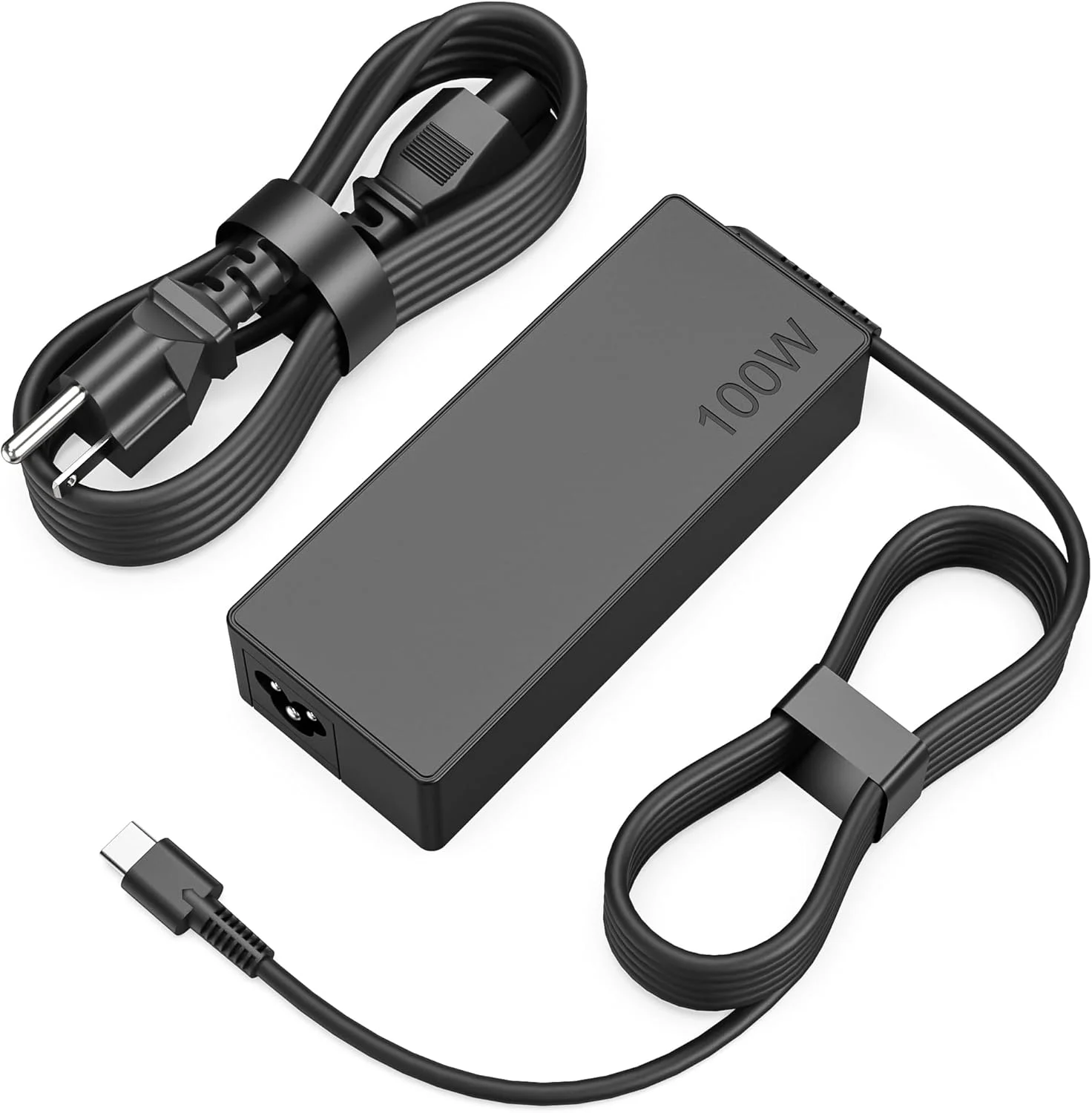 شارژر لپ تاپ 100 واتی USB C سازگار با لنوو Thinkpad Yoga Chromebook، مک بوک، اچ پی، دل، ایسر، ایسوس، سامسونگ، گوگل و همه دستگاه های USB Type C، آداپتور سریع با سیم برق
