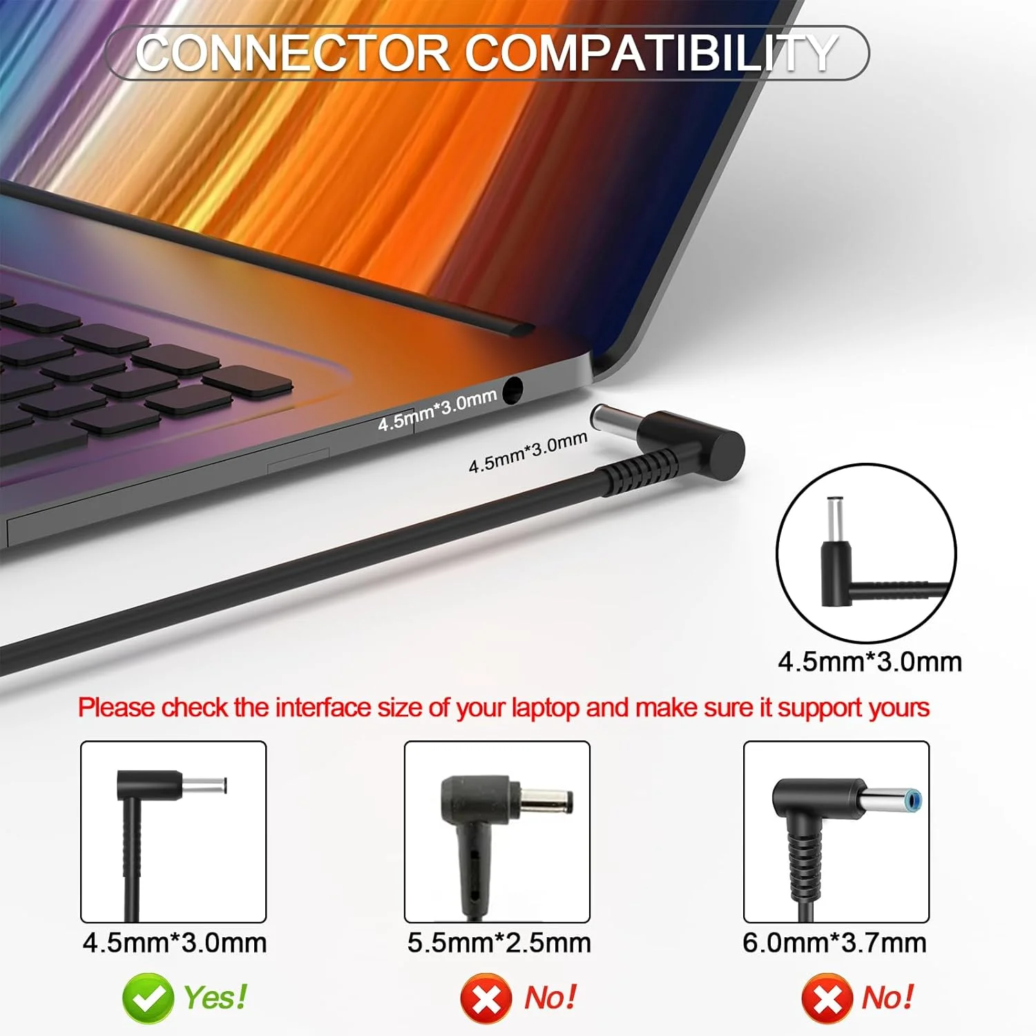 شارژر لپ تاپ 19V 6.32A 120W جایگزین برای ASUS Zenbook Flip 15 Q528 Q528E Q528EH Q538 Q536F Q537F Q546F Q547F UX550GE UX550GD UX550G UX550VE UX550VD آداپتور منبع تغذیه با سیم برق 4.5x3.0mm