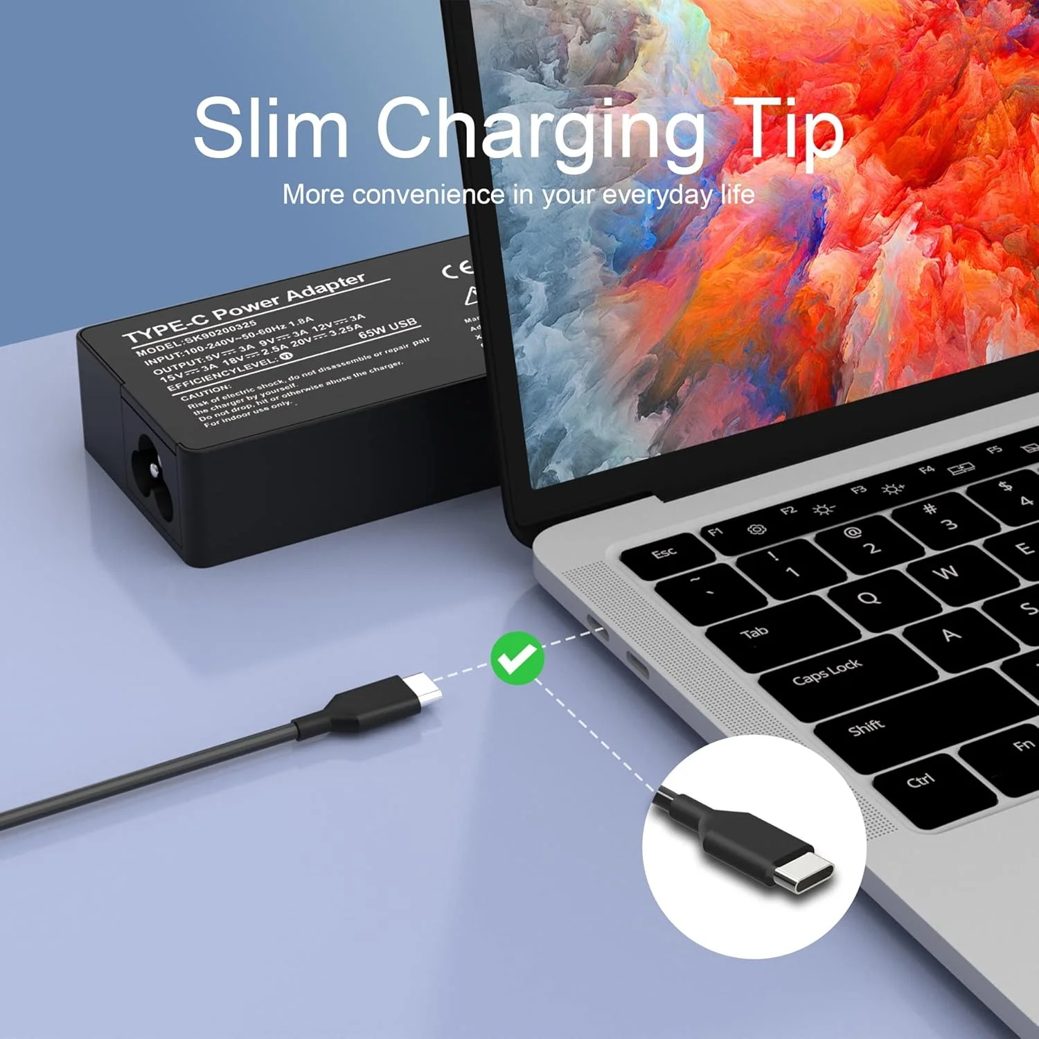 شارژر لپ تاپ USB C، جایگزین 65w 45w برای Dell Hp Lenovo Asus Acer Razer Blade Stealth MacBook Samsung Chromebook، آداپتور AC Type C با قابلیت شارژ سریع و سیم برق