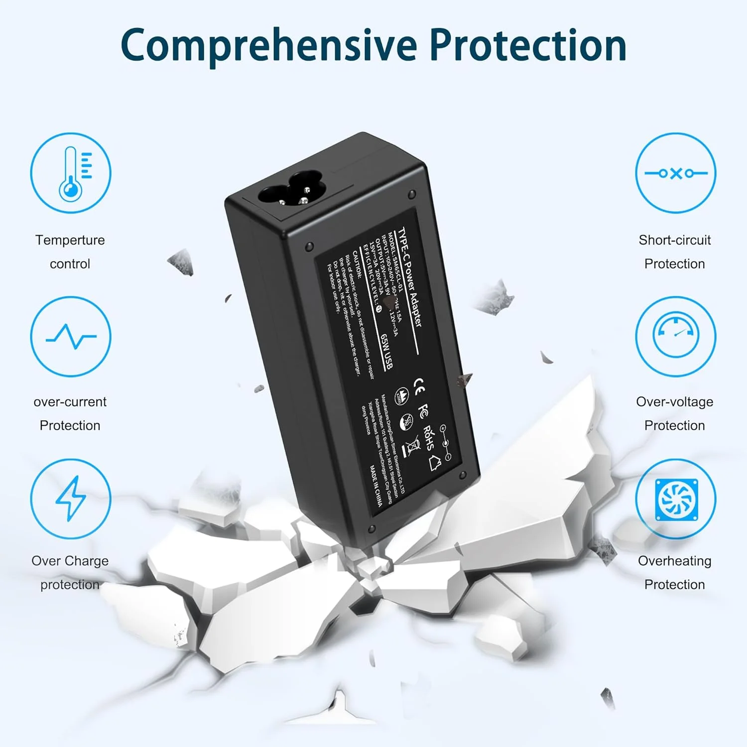 شارژر لپ تاپ 65 واتی USB C سازگار با لپ تاپ های Hp Lenovo Thinkpad/Yoga، Dell Chromebook 3100، Latitude 5420، Asus، Samsung، Acer، Google Series با سیم برق Type C