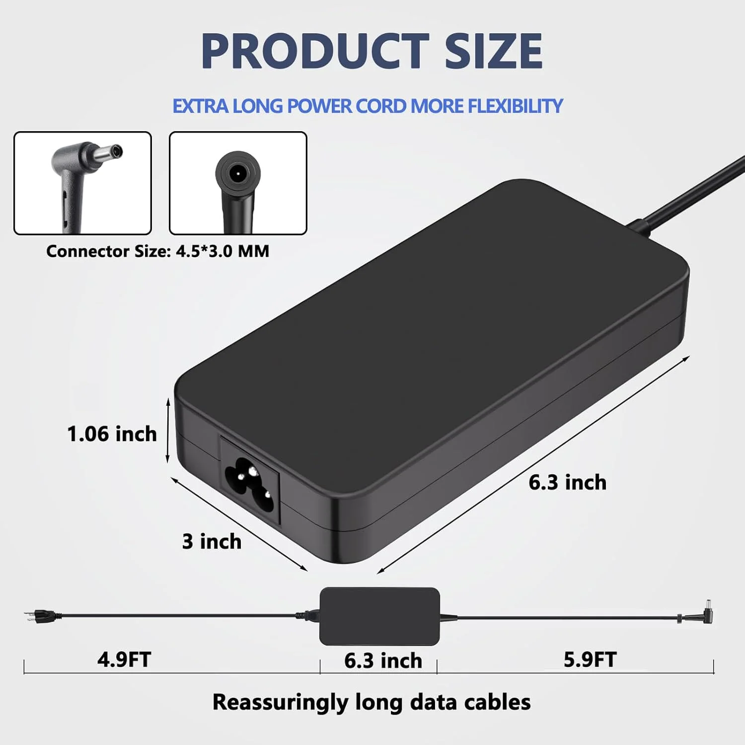 شارژر 120 واتی لپ تاپ ایسوس، 19 ولت 6.32 آمپر، سازگار با ایسوس Zenbook Flip 15 Q528 Q528E Q528EH Q538 Q538E Q538EI Q537 Q537F Q537FD UX550G UX550VE UX550VD به همراه کابل برق - 4.5x3.0mm