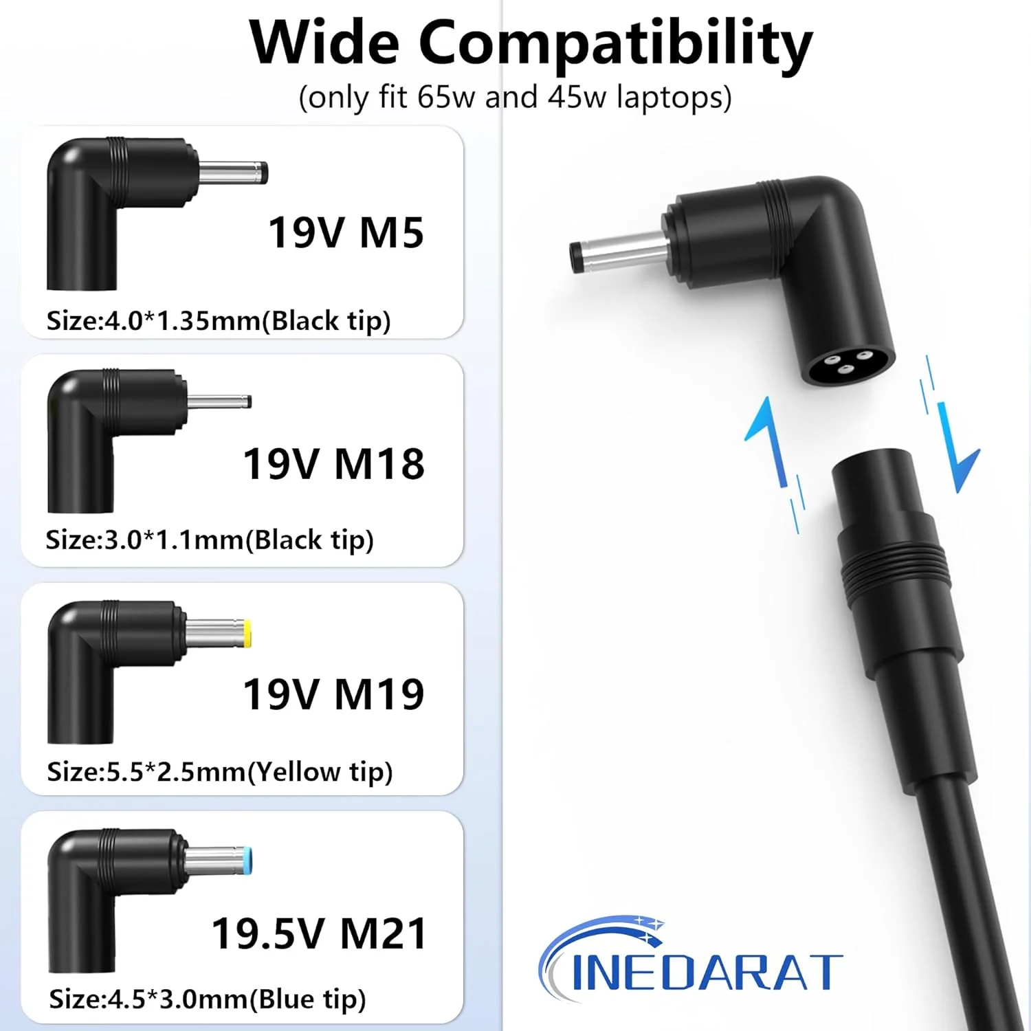 شارژر لپ تاپ 65W 45W 33W سازگار با نوت بوک، ویووبوک، کروم بوک و سری های دیگر ایسوس
