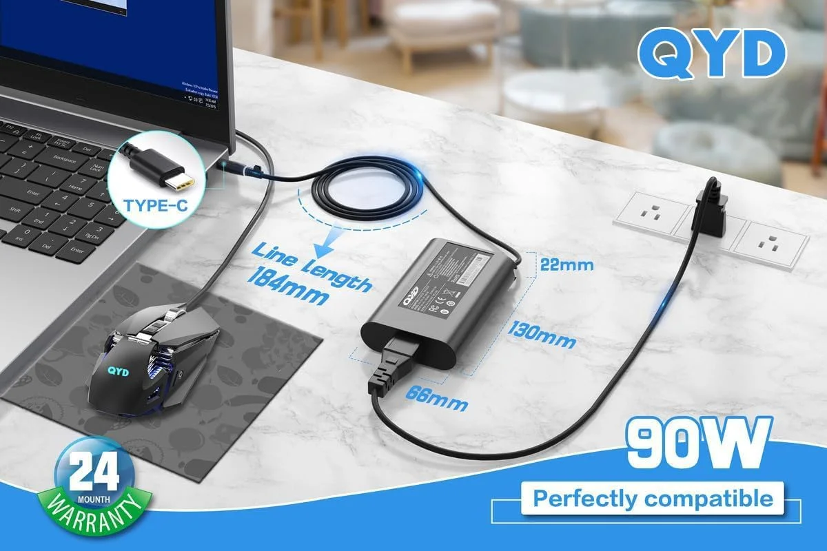 شارژر لپ تاپ 90 واتی USB C برای لنوو Thinkpad/Yoga Dell Chromebook/Latitude/XPS، HP، ایسوس، سامسونگ، ایسر، منبع تغذیه لپ تاپ USB C گوگل شارژر لپ تاپ 90 واتی USB C برای لنوو Thinkpad/Yoga Dell Chromebook/Latitude/XPS، HP، ایسوس، سامسونگ، ایسر، منبع تغذیه لپ تاپ USB C گوگل