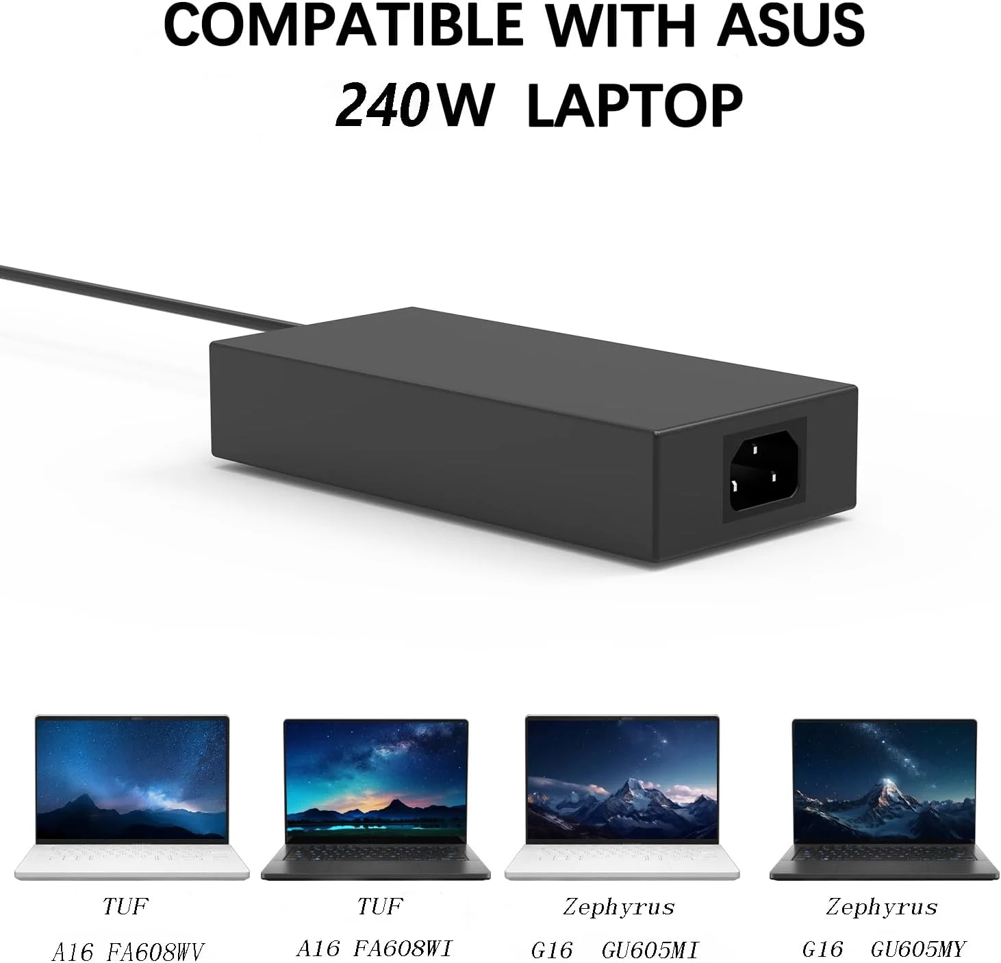 شارژر لپ تاپ 240 وات 200 وات سازگار با ASUS ROG Zephyrus G16 G14 2024 2025 GA605 GU605 GA403 GA605WV GA605WI GU605MI GU605MU GA403UV GA403UU GA403UI ProArt PX13 P16 آداپتور برق