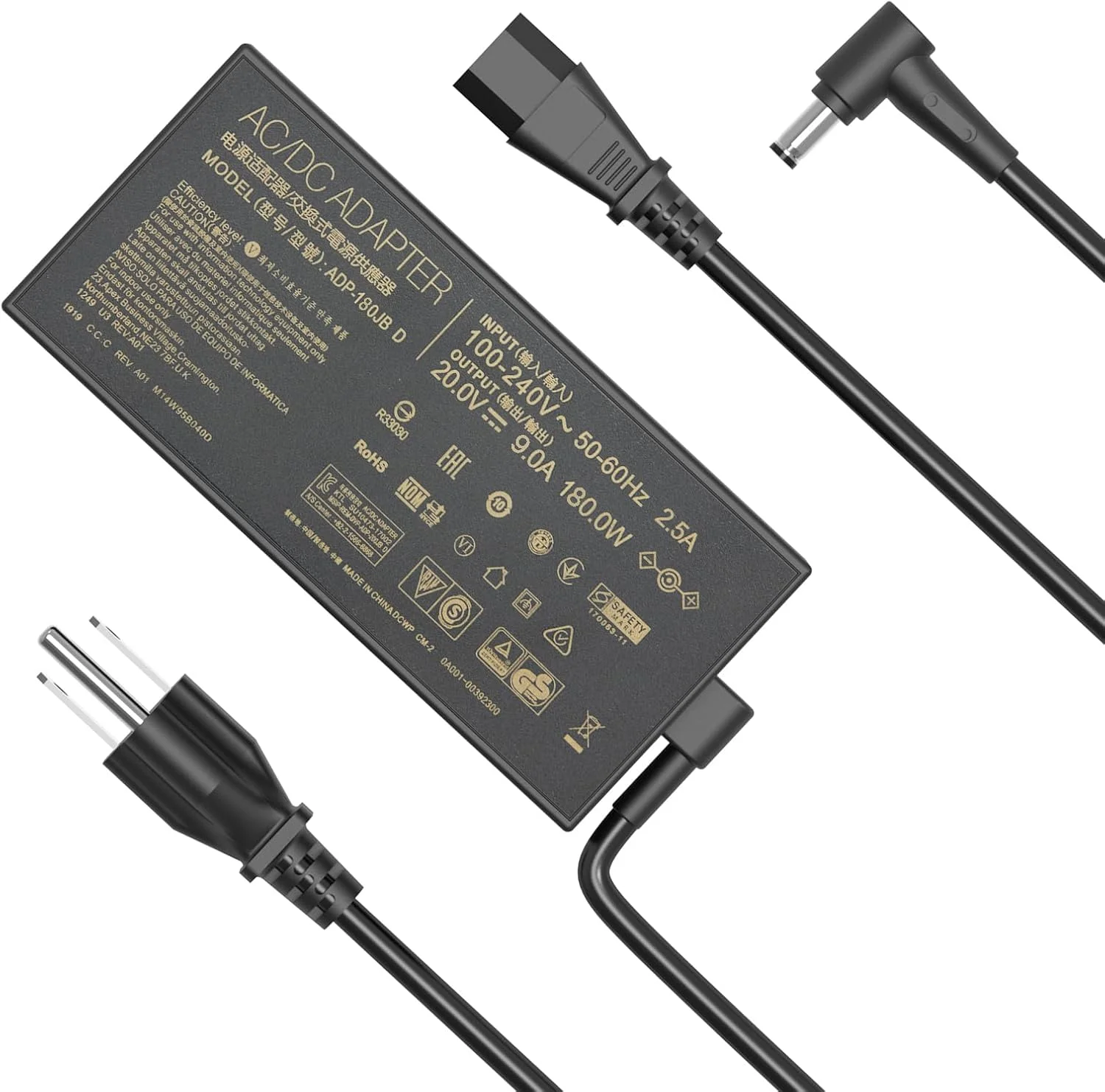 شارژر لپ تاپ AC برای لپ تاپ های ایسوس ROG Zephyrus G14 G15 GA401 GA401I GA401II GA502DU GA502D GA502IU FX705GE GL703GM ADP-180TB H و ایسوس TUF Gaming به همراه سیم برق