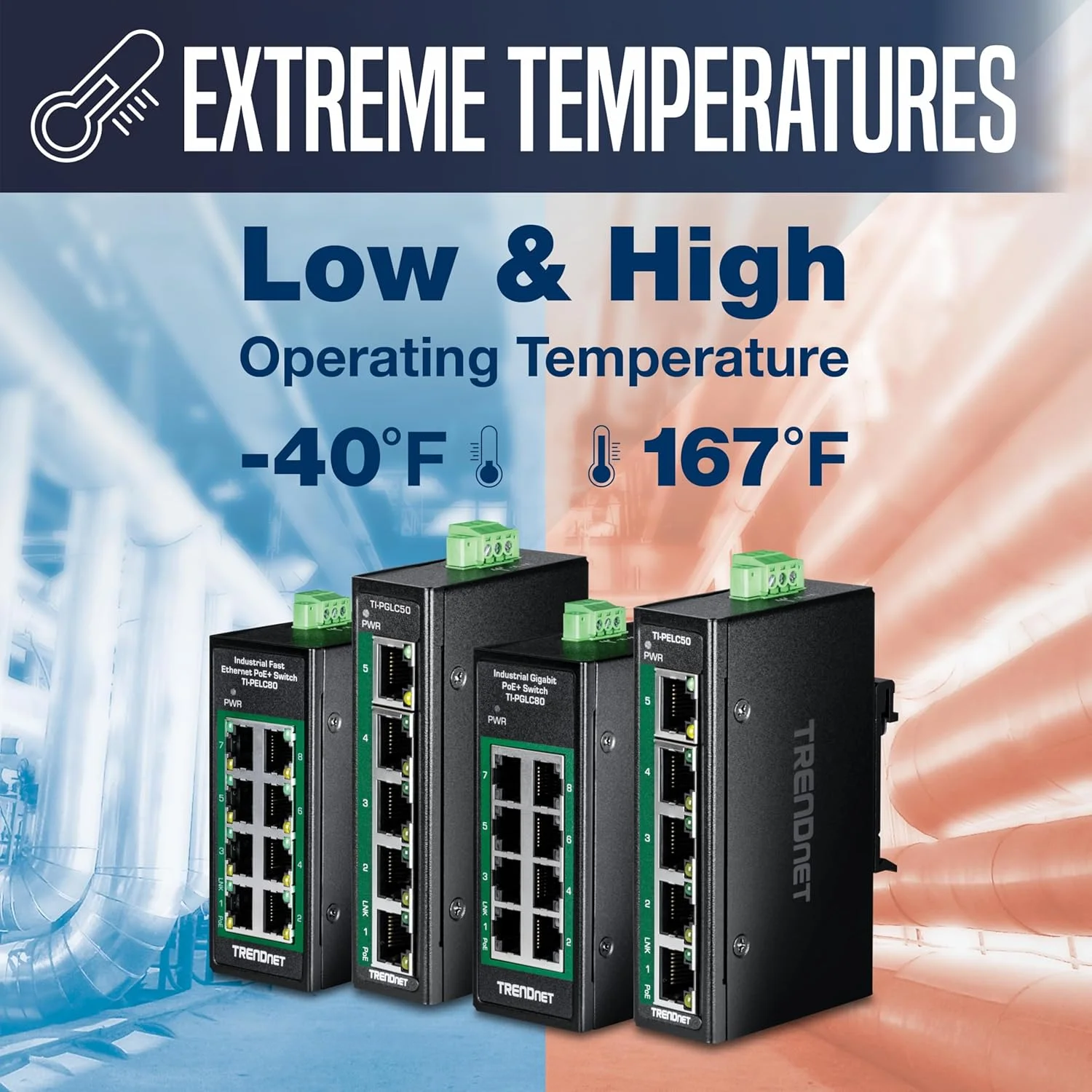 سوئیچ مینی ریلی DIN صنعتی 8 پورت گیگابیتی PoE+ ترندنت مدل TI-PGLC80 سوئیچ مینی ریلی DIN صنعتی 8 پورت گیگابیتی PoE+ ترندنت مدل TI-PGLC80