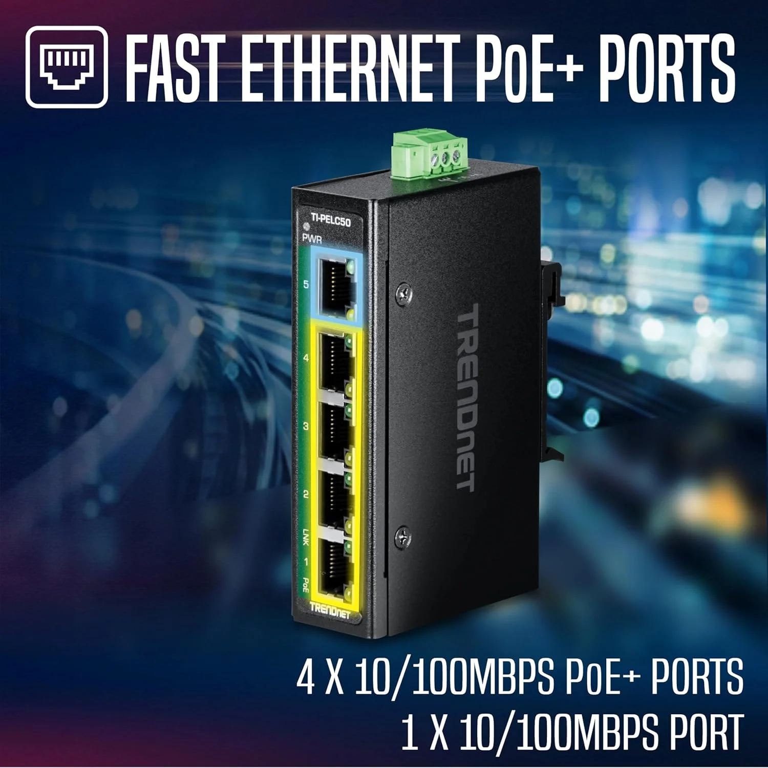 سوئیچ مینی ریلی DIN اترنت سریع 5 پورت صنعتی TRENDnet مدل TI-PELC50 سوئیچ مینی ریلی DIN اترنت سریع 5 پورت صنعتی TRENDnet مدل TI-PELC50