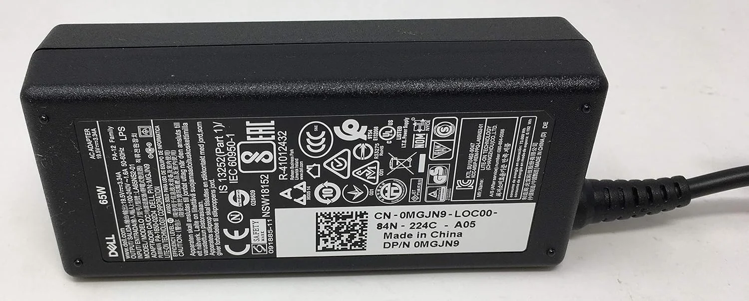 آداپتور AC سه پین 65 واتی دل با سیم برق 1.8 متری - توان خروجی 65 وات آداپتور AC سه پین 65 واتی دل با سیم برق 1.8 متری - توان خروجی 65 وات