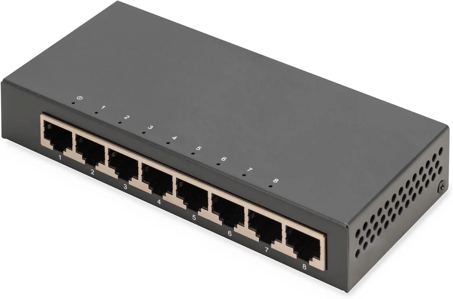 سوییچ شبکه 8 پورت DIGITUS – گیگابیت اترنت 10/100/1000 مگابیت بر ثانیه – غیر مدیریتی – Auto-MDI/MDI-X – Plug & Play – بدون فن – 8 پورت RJ45 – مشکی