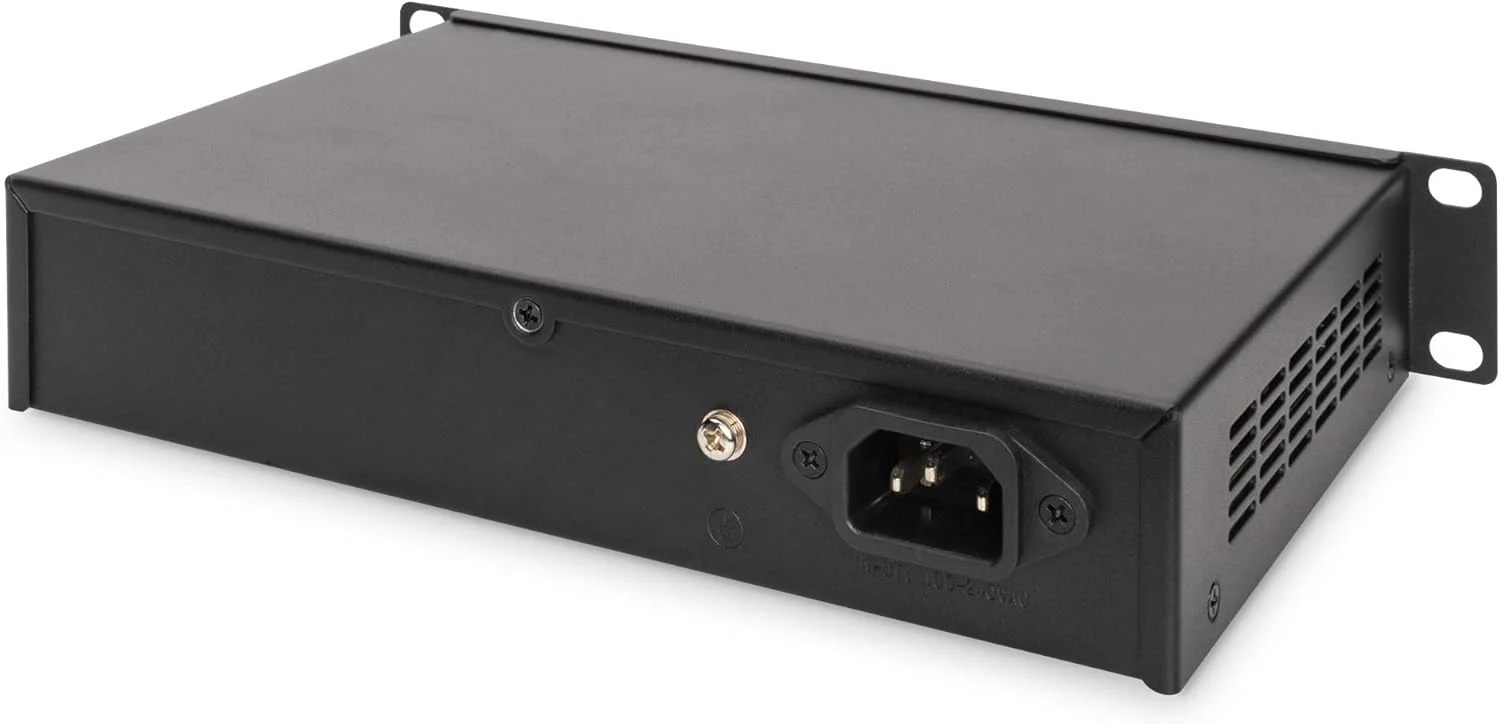 سوئیچ شبکه گیگابیتی اترنت DIGITUS - 16 پورت - غیر مدیریتی - مشکی و رک شبکه 10 اینچی - 6 یونیت - نصب دیواری - خاکستری