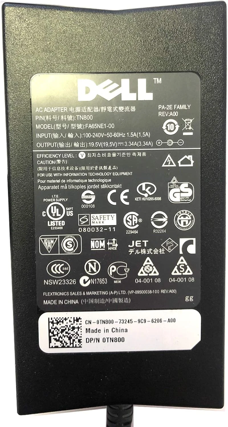 آداپتور برق متناوب باریک خودرو و هواپیمای اصلی دل - DA65NS3-00