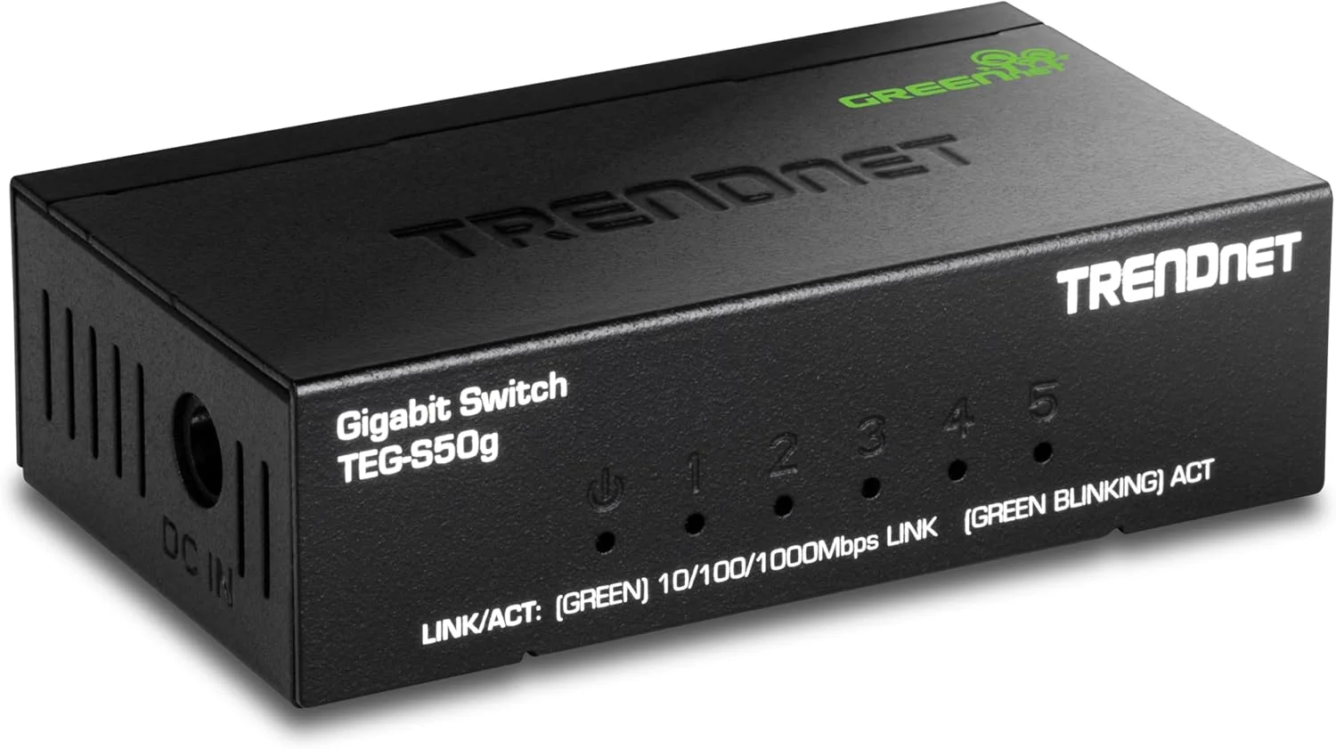 ترندنت، TEG-S50g، سوئیچ مینی گیگابیتی 5 پورت، فناوری GREENnet، سوئیچ شبکه اترنت فلزی رومیزی، 5 پورت گیگابیتی، بدون فن، مشکی