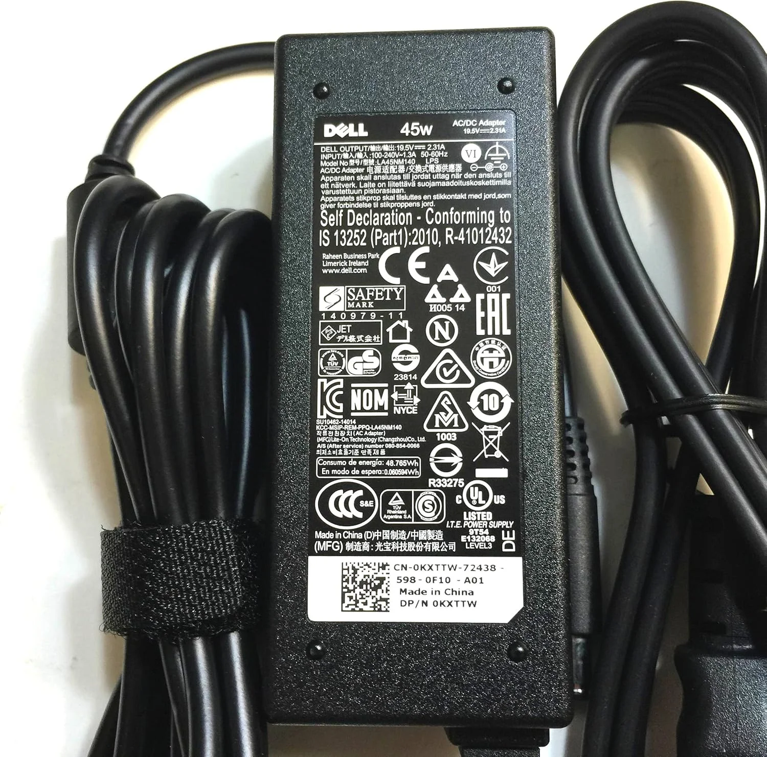 شارژر لپ تاپ دل برای دل Inspiron 11 3000 3157 P20T P20T003 3458-3625 P47F P47F003، 45 وات 19.5 ولت، HK45NM140، اتصال دیواری، 1 عدد