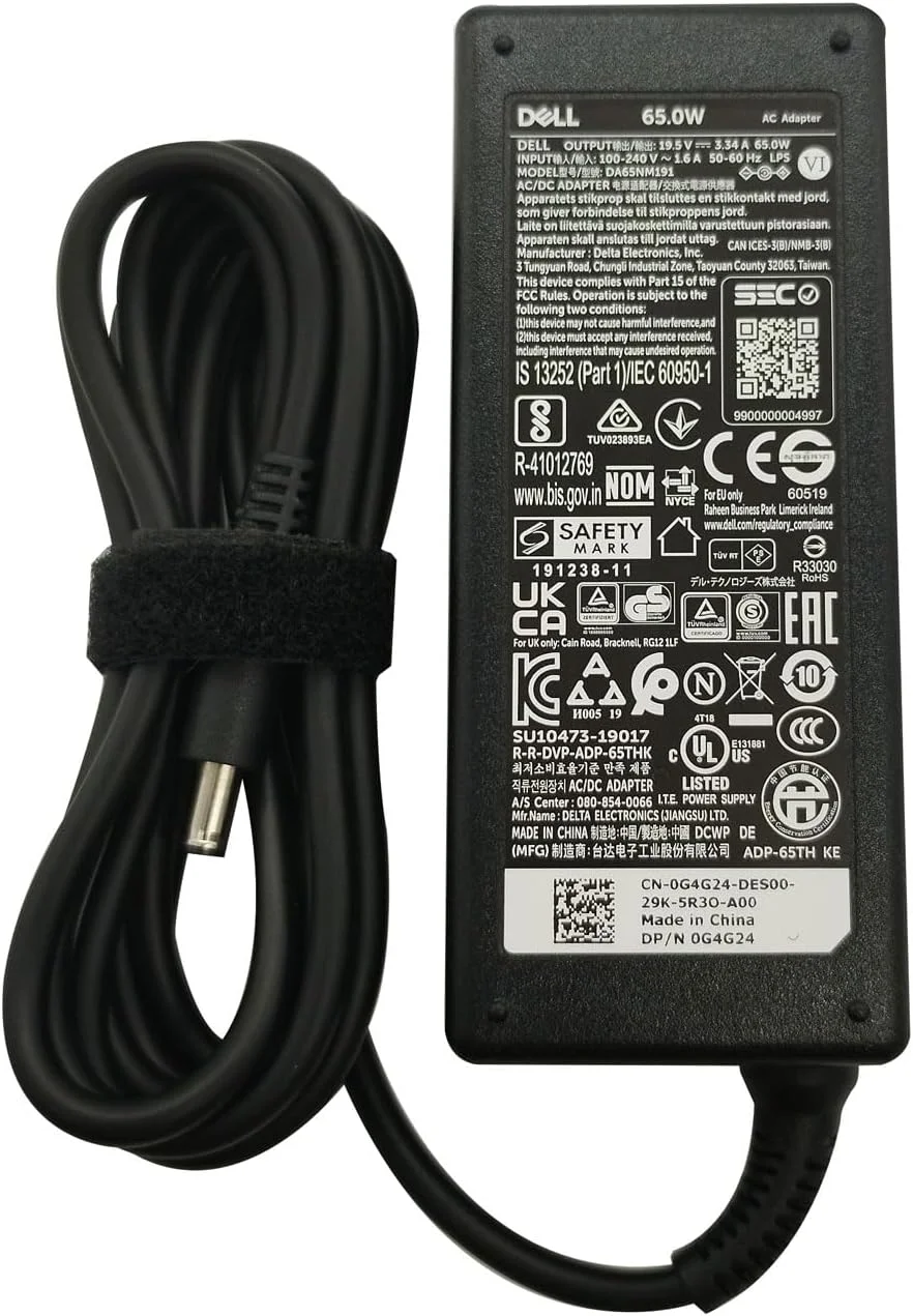 Dell 65W 4.5mm tip Laptop Charger,Inspiron 3064 AIO 3263 AIO 3264 AIO 3265 AIO 3464 AIO AC Adapter, Black, DA65NM191