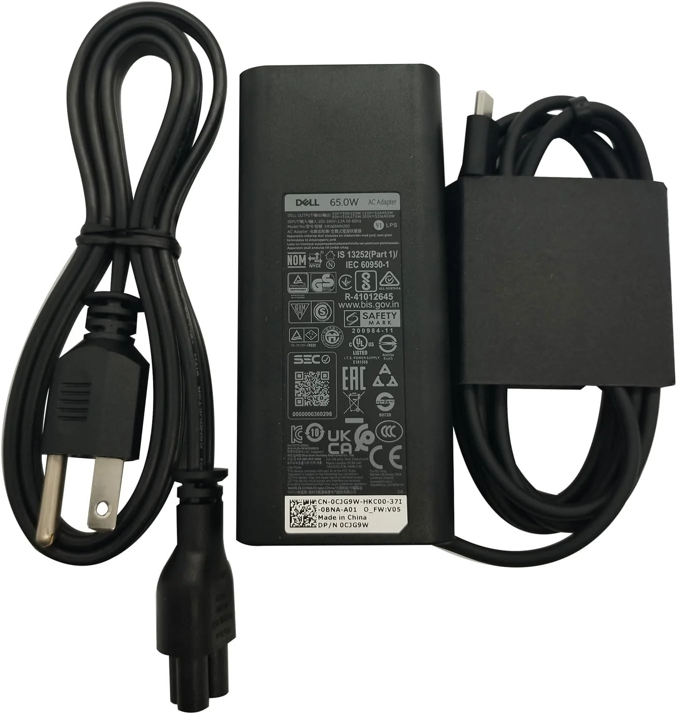 شارژر لپ تاپ دل 65 وات USB-C، آداپتور برق AC Latitude 3430 3440 3450 با کابل برق، مشکی، HKA65NM200 شارژر لپ تاپ دل 65 وات USB-C، آداپتور برق AC Latitude 3430 3440 3450 با کابل برق، مشکی، HKA65NM200