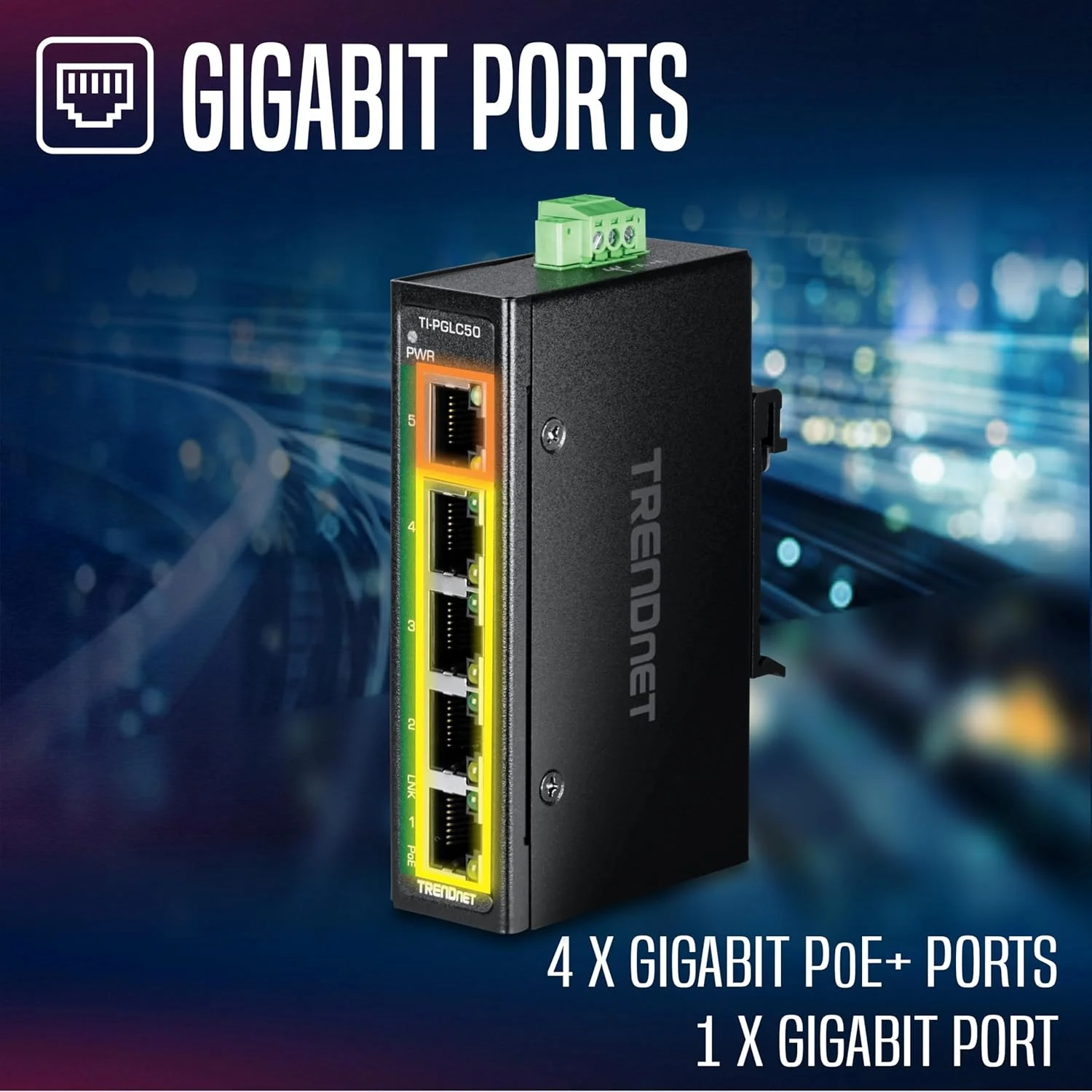 سوئیچ صنعتی 5 پورت گیگابیتی PoE+ ترندنت مدل TI-PGLC50 سوئیچ صنعتی 5 پورت گیگابیتی PoE+ ترندنت مدل TI-PGLC50