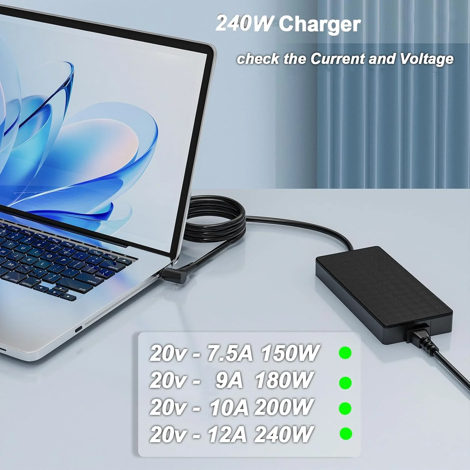 شارژر 240 واتی سازگار با لپ‌تاپ‌های گیمینگ ایسوس ROG Strix G17 G713 G713RM G713IM G713IR G713QM G713QR G713QH G713RC G713IC G713IE G713QC G713QE G713IH G712 G712LU G712LV G712LW G712LWS G712L