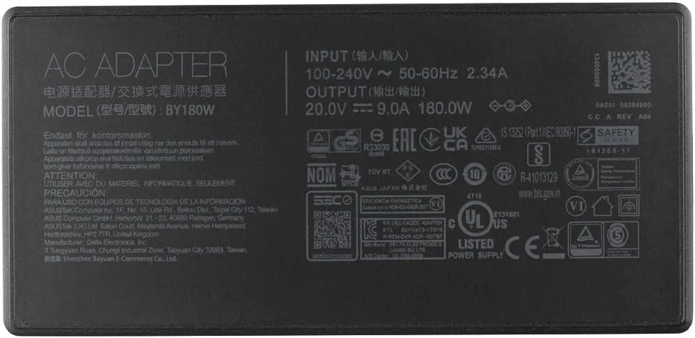 شارژر 20 ولت 9 آمپر 180 وات برای ایسوس TUF Gaming A15 FA506 FA506IC A17 FA706 FX505DD FX505DT FX505DU FX505GE FX505GM FX705DD FX705DT FX705DU FX705DY PX505GE TUF506I TUF506IH TUF506II