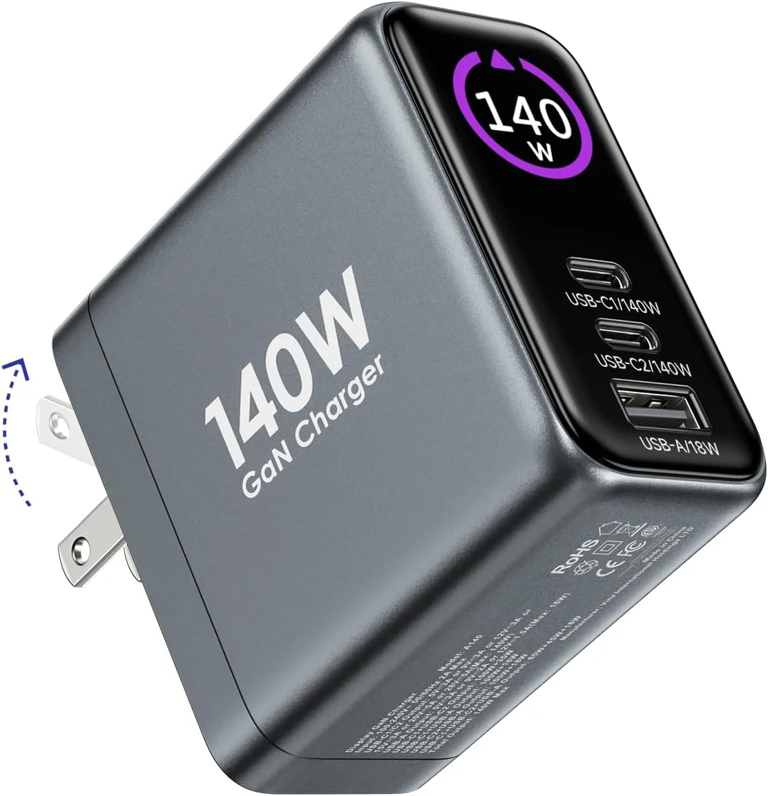 شارژر لپ تاپ 140 واتی، شارژر USB C سه پورت، شارژ سریع چند دستگاه، آداپتور برق GaN با مانیتور LCD کنترل لمسی برای مک بوک لنوو ایسوس کروم بوک آیپد آیفون 16/17 سامسونگ و غیره شارژر لپ تاپ 140 واتی، شارژر USB C سه پورت، شارژ سریع چند دستگاه، آداپتور برق GaN با مانیتور LCD کنترل لمسی برای مک بوک لنوو ایسوس کروم بوک آیپد آیفون 16/17 سامسونگ و غیره