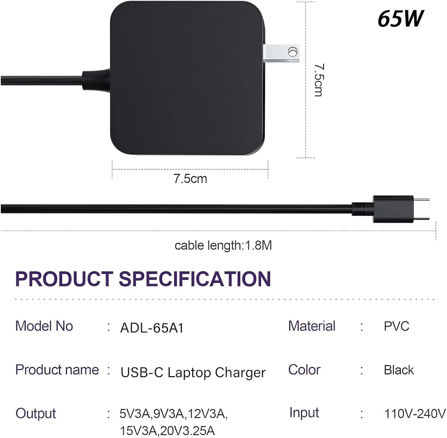 شارژر 65 واتی 45 واتی USB C سازگار با ایسوس ZenBook 13 14 15 Chromebook ExpertBook C302C C213 C214 C436 C523 UX390UA UX325 UX393 B9450FA Q408UG آداپتور برق لپ تاپ 20V 3.25A Type c
