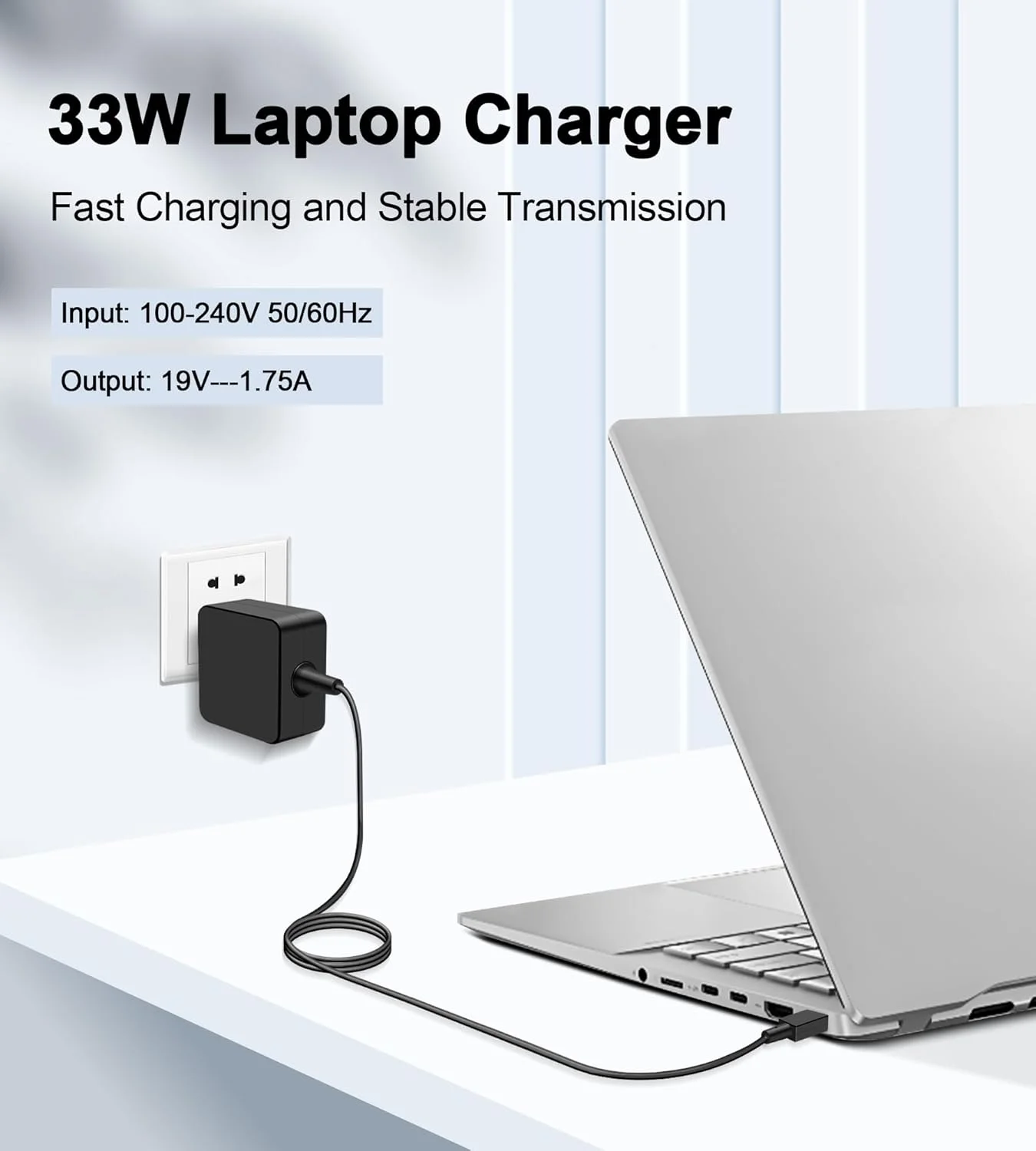 شارژر 33 واتی سازگار با لپ‌تاپ‌های Asus Eeebook X205 X205T X205TA E205SA Vivobook E200H E202S E205SA Transformer Book Flip TP200SA TP200S Chromebook C100PA C201 C201P C201PA