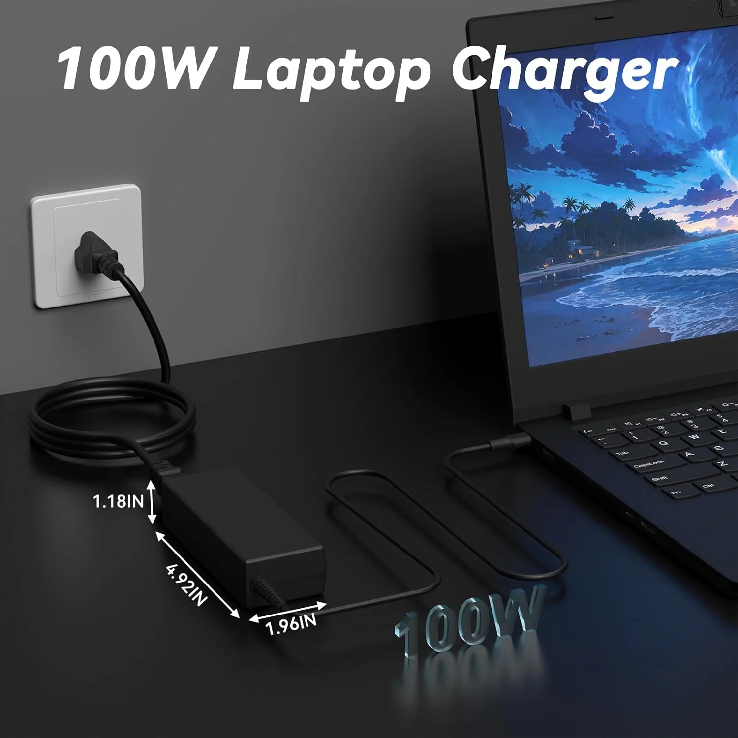 شارژر لپ تاپ 100 واتی USB C سازگار با HP Ominibook 5 7 X، Firefly G11 Zbook 8 g1i g1a، Lenovo Yoga Slim 7 Pro 14IAP7، IdeaPad 5 Pro 16، Dell Precision Latitude 90W 65W Type C