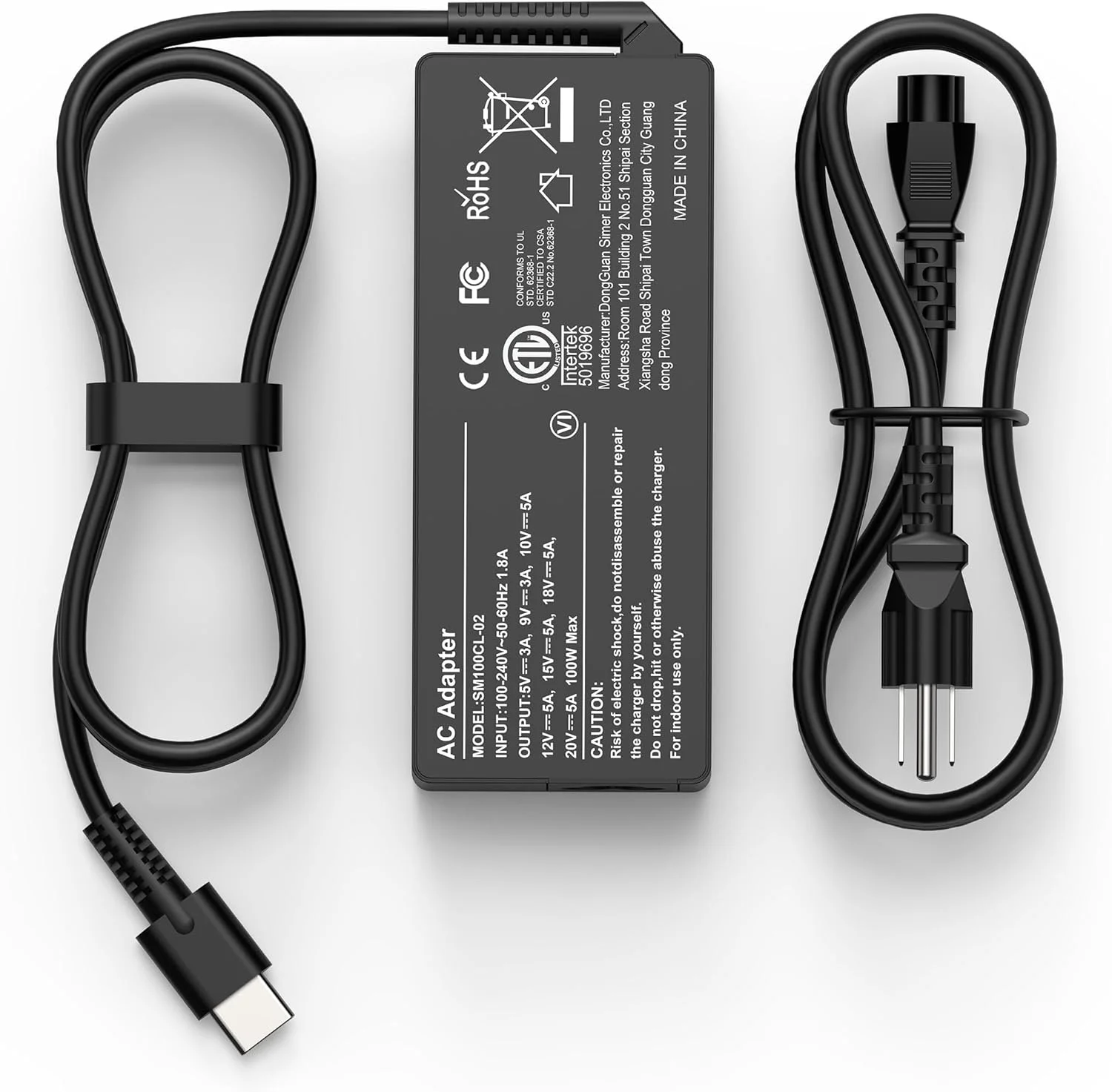 آداپتور شارژر سریع 100 واتی USB C سازگار با Lenovo Thinkpad، MacBook Pro/Air، iPad Pro، HP، Dell، Asus و تمام دستگاه های USB-C
