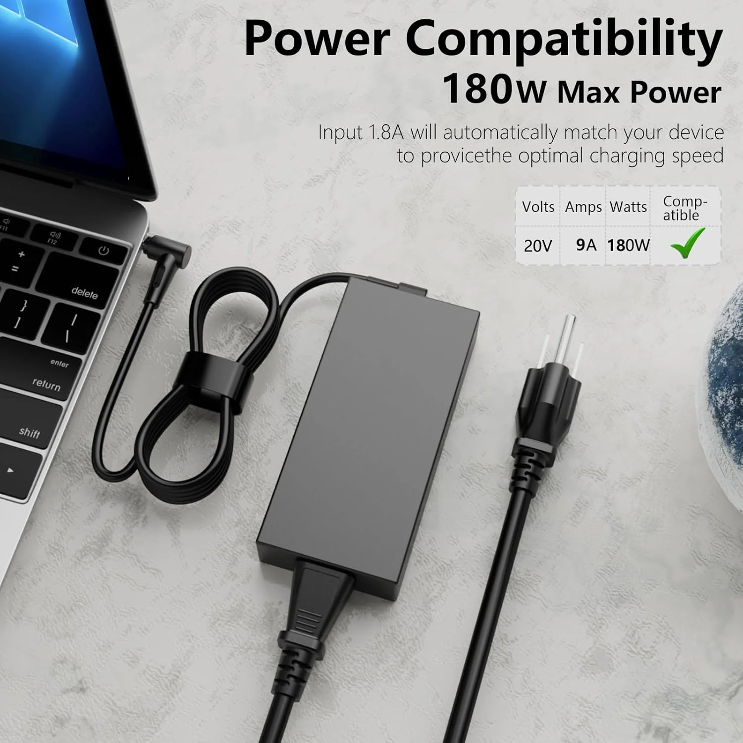 شارژر 180 واتی سازگار با لپ‌تاپ‌های ASUS TUF Gaming A15 A17 F15 F17 FA506 FA706 FA566 FX705 ROG Strix G G15 G17 G531 G513 G731 A18-150P1A