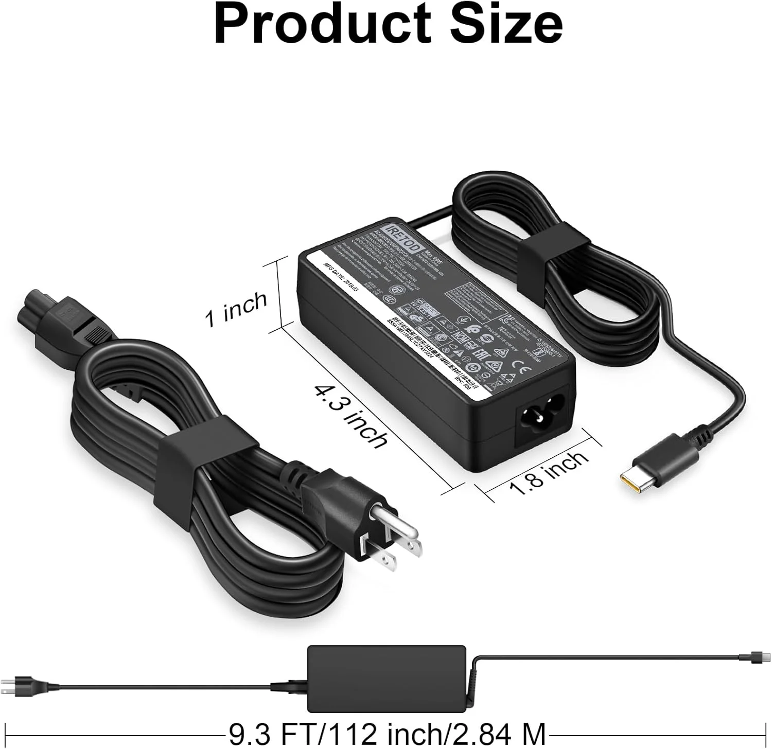 شارژر سازگار با لپ تاپ لنوو 65W 45W Thinkpad Yoga Chromebook USB Type C(USB-C) آداپتور برق سریع