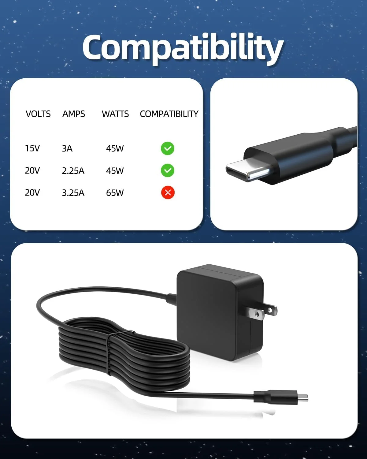 شارژر AC به طول 2.25 متر مناسب برای لپ تاپ های ایسوس Chromebook C536E C536 C523 C523N C523NA C523NA-DH02 با پورت USB Type C