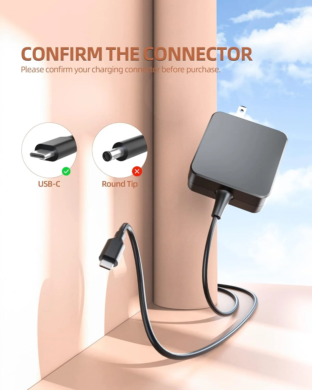 شارژر سریع مناسب برای ایسوس کروم بوک، (دارای گواهی ایمنی UL)، کابل 45 واتی USB C با طول 2.3 متر و طراحی جمع و جور